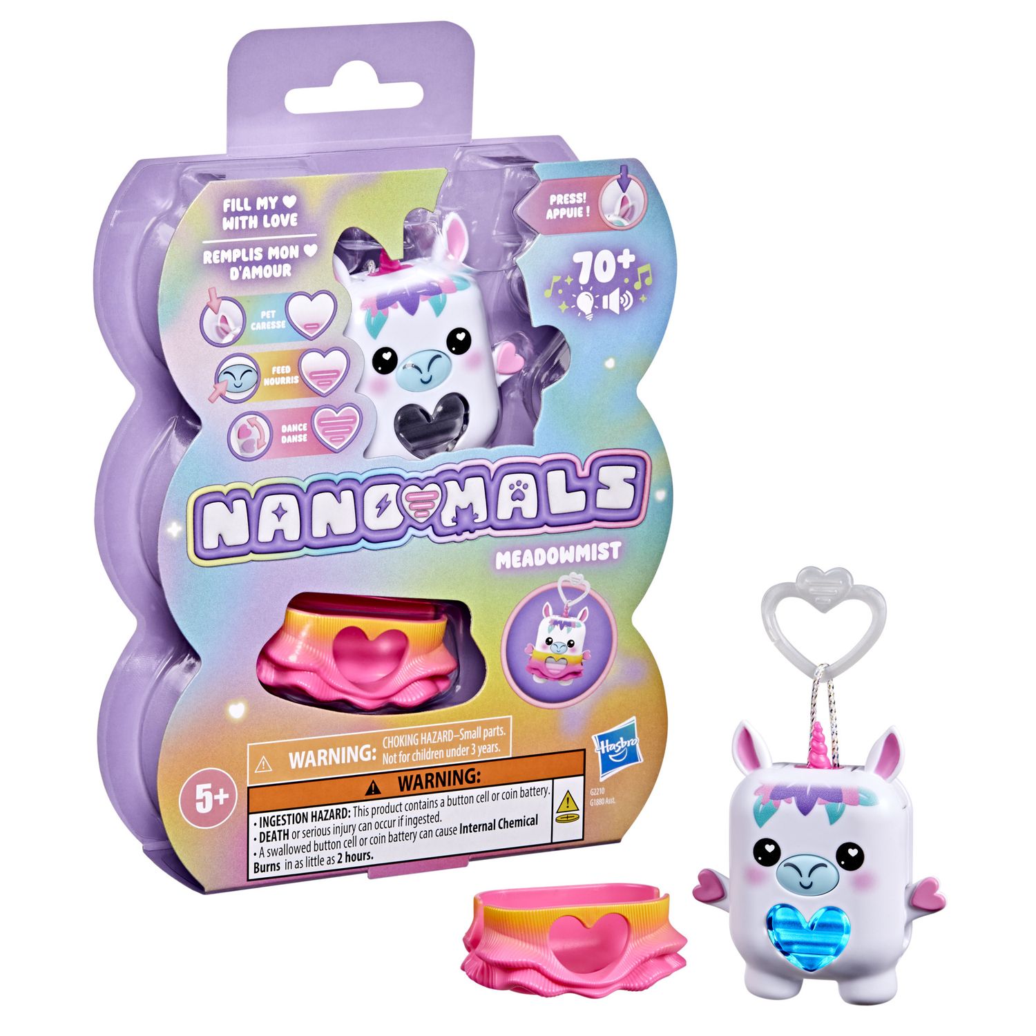 Hasbro nano-mals, meadowmist l'unicorno -  portachiavi interattivo - HASBRO GAMING