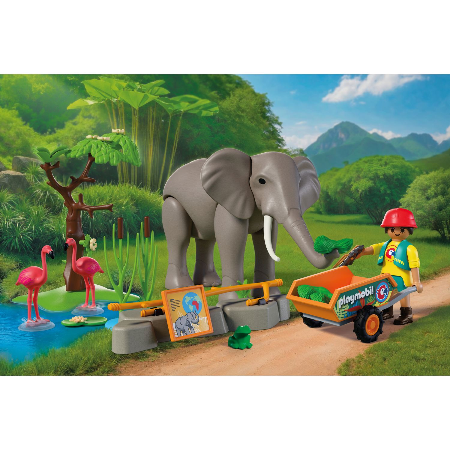 Playmobil 72068 elefante con guardiano di zoo - Playmobil