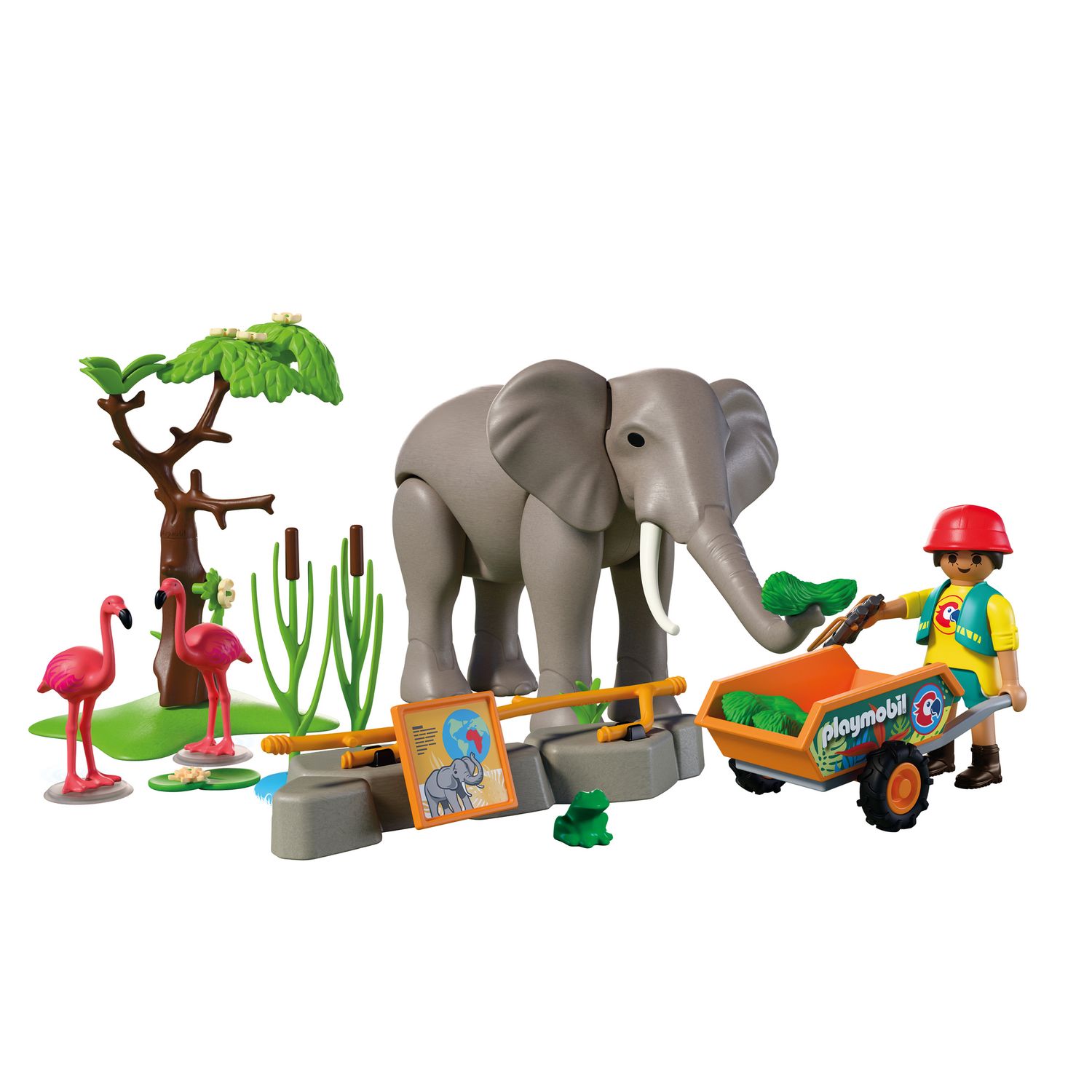 Playmobil 72068 elefante con guardiano di zoo - Playmobil
