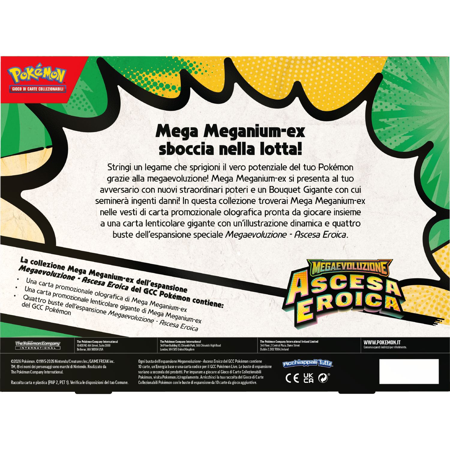 Pokémon gcc collezione mega emboar-ex, mega feraligatr-ex e mega meganium-ex dell'espansione megaevoluzione - ascesa eroica - POKEMON