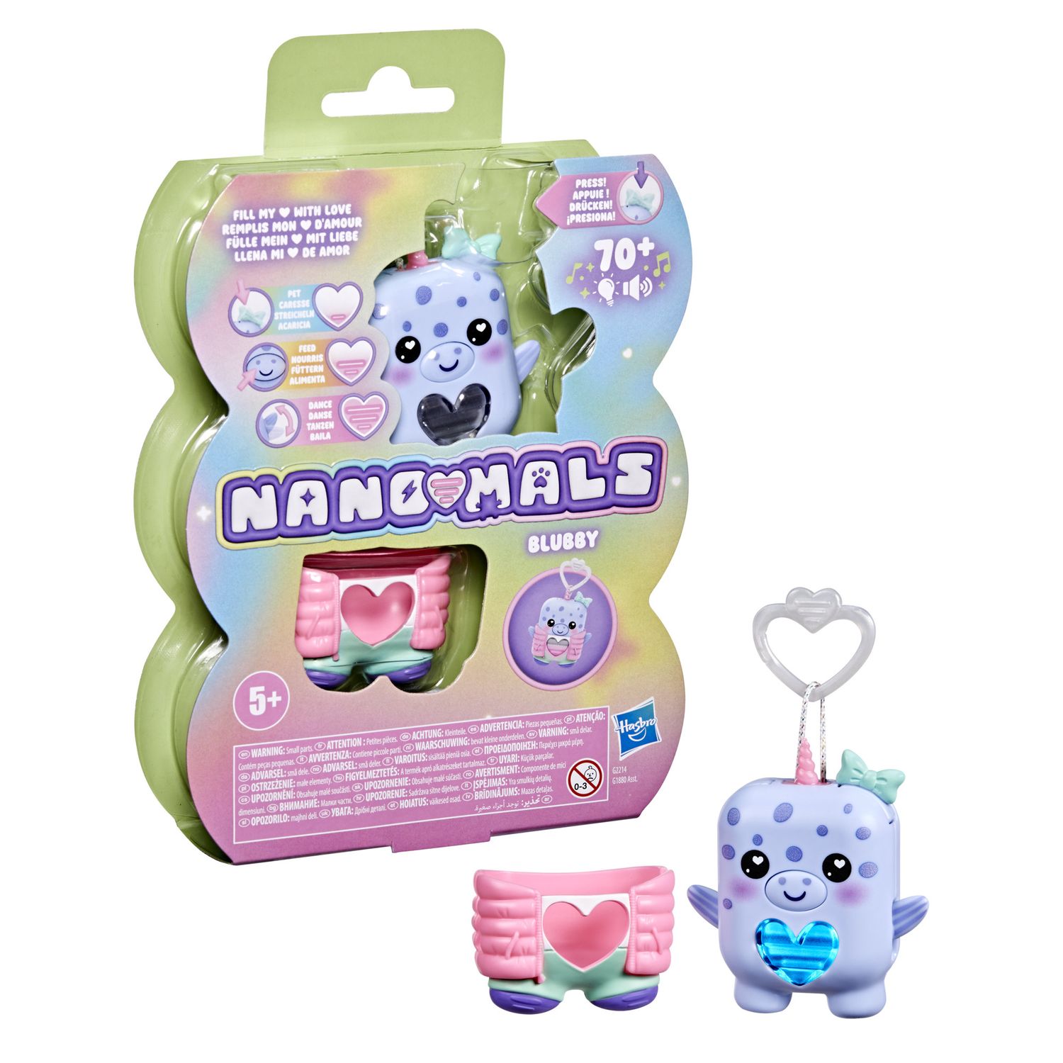 Hasbro nano-mals, blubby il narvalo -  portachiavi interattivo - HASBRO GAMING