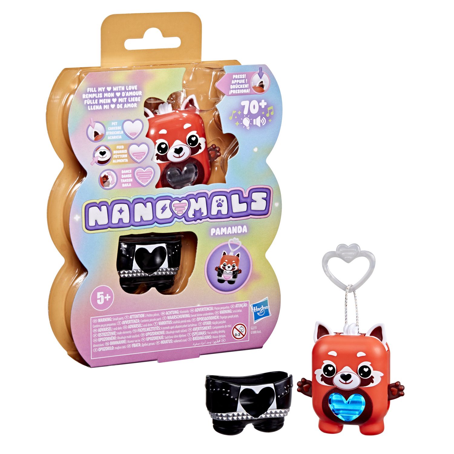Hasbro nano-mals, pamanda il panda rosso -  portachiavi interattivo - HASBRO GAMING