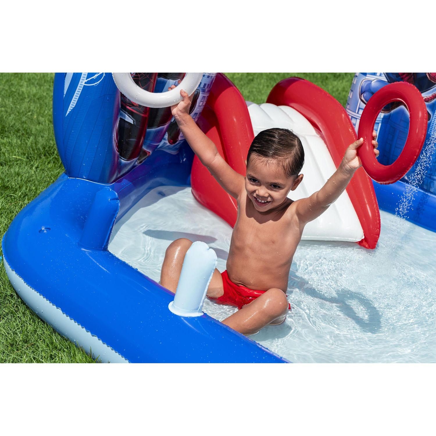 Centro giochi spider-man 2,11 x 2,06 m scivolo con palline e anelli - Bestway, Spiderman