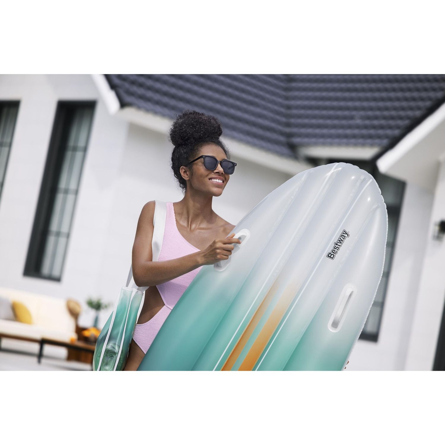 Materassino tavola da surf e borsa abbinata 1,78 x 56 cm ciano - Bestway
