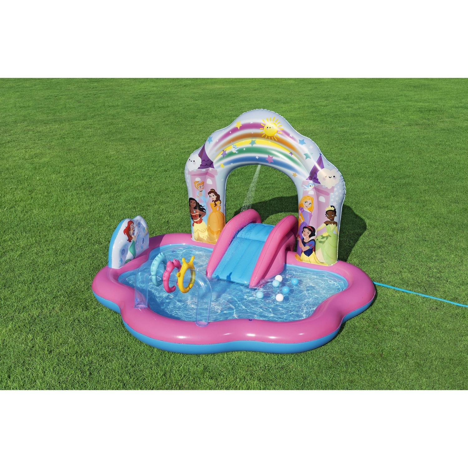 Centro giochi piscina gonfiabile principesse disney 2,21x1,93x1,40m con scivolo e palline – bestway palazzo incantato - Bestway, DISNEY PRINCESS