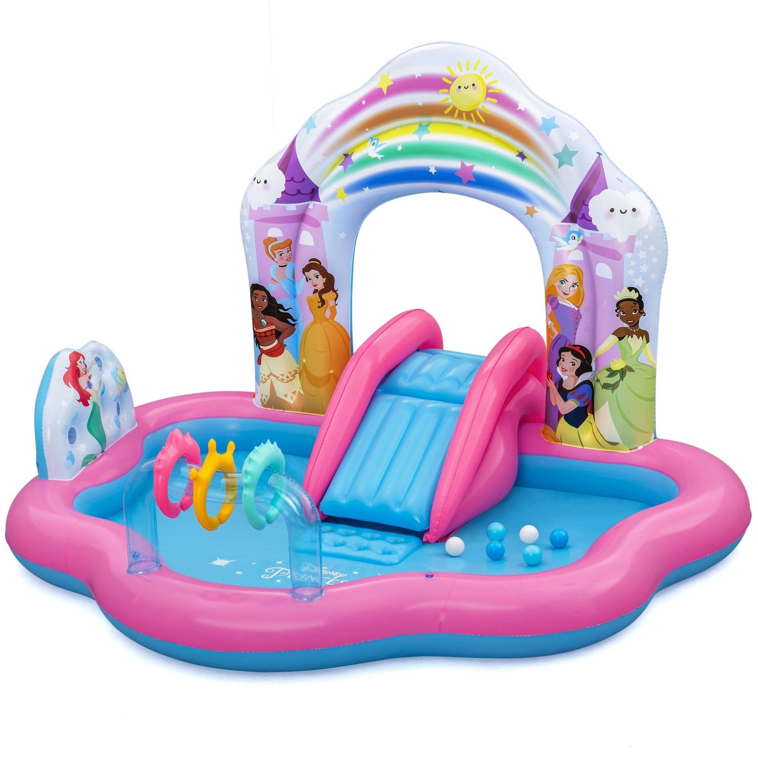 Centro giochi piscina gonfiabile principesse disney 2,21x1,93x1,40m con scivolo e palline – bestway palazzo incantato - Bestway, DISNEY PRINCESS
