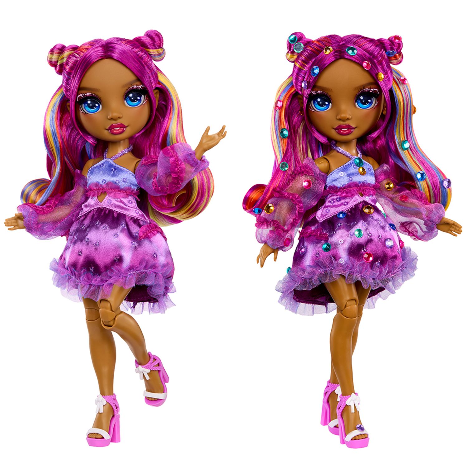 Rainbow high be dazzling - noemie violette - bambola fashion viola da 28 cm con decori, gemme scintillanti e accessori per lo styling - Rainbow High