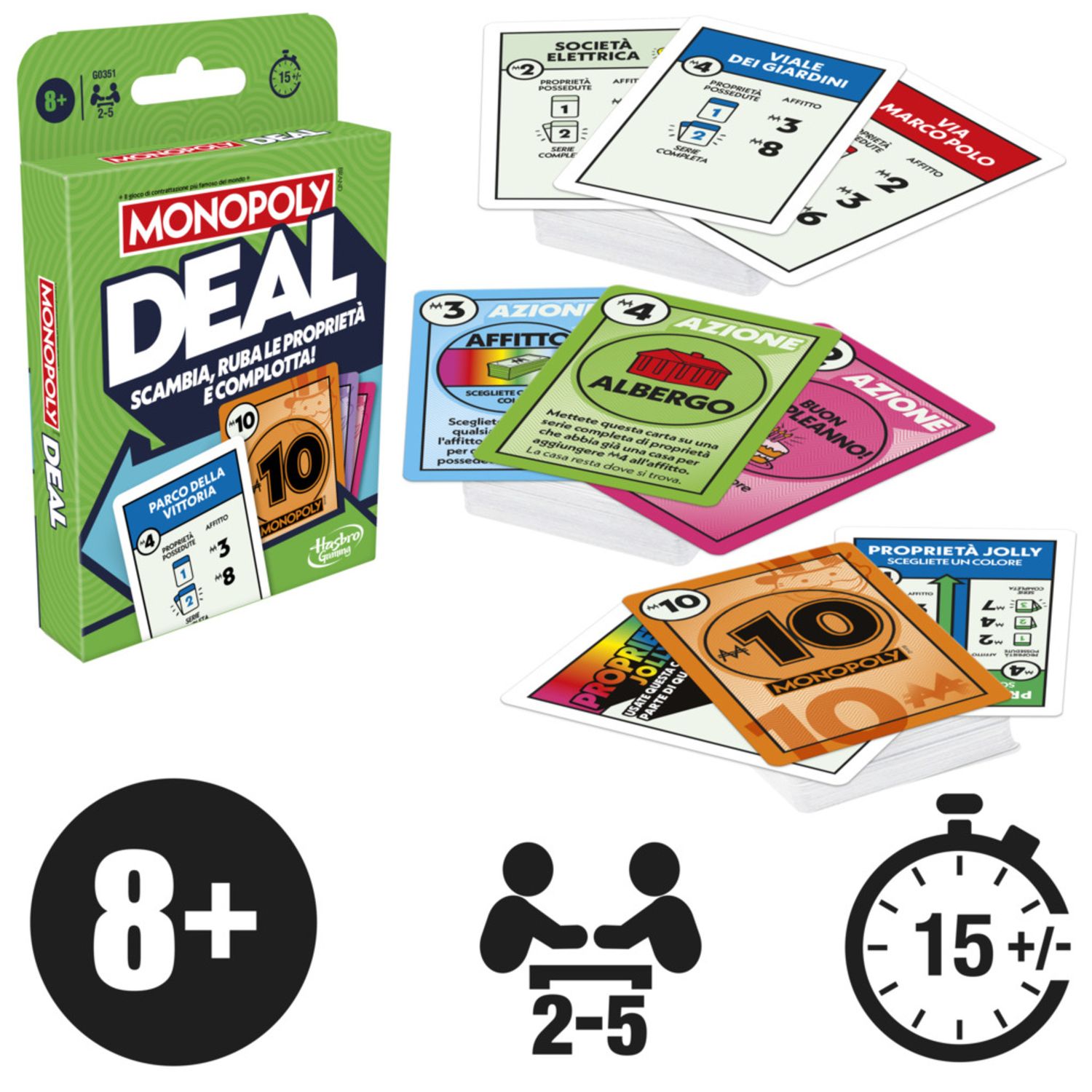 Monopoly deal – gioco da tavolo per famiglie e amici, divertente e coinvolgente - MONOPOLY