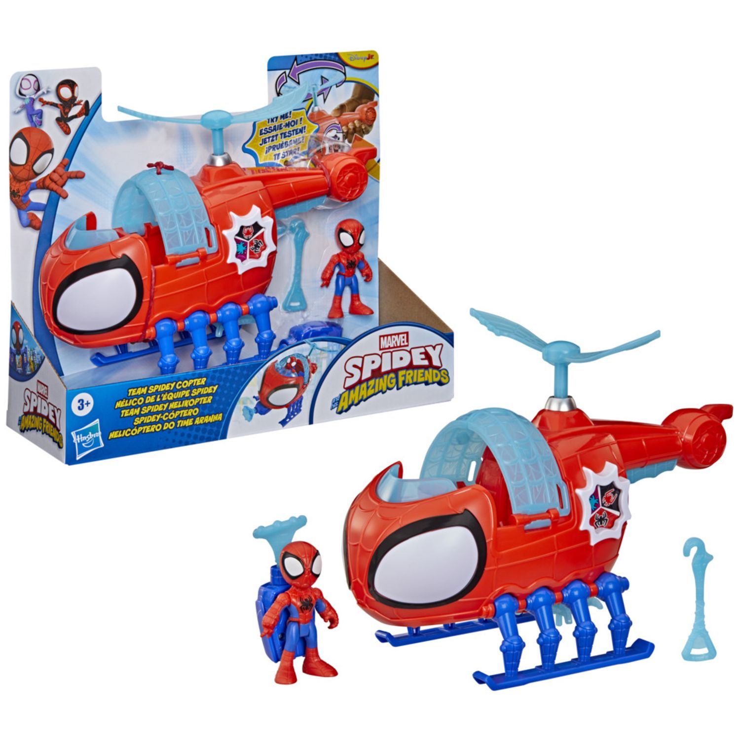 Spidey e i suoi fantastici amici, spidey team con elicottero – action figure da 7,6 cm e veicolo - SPIDEY