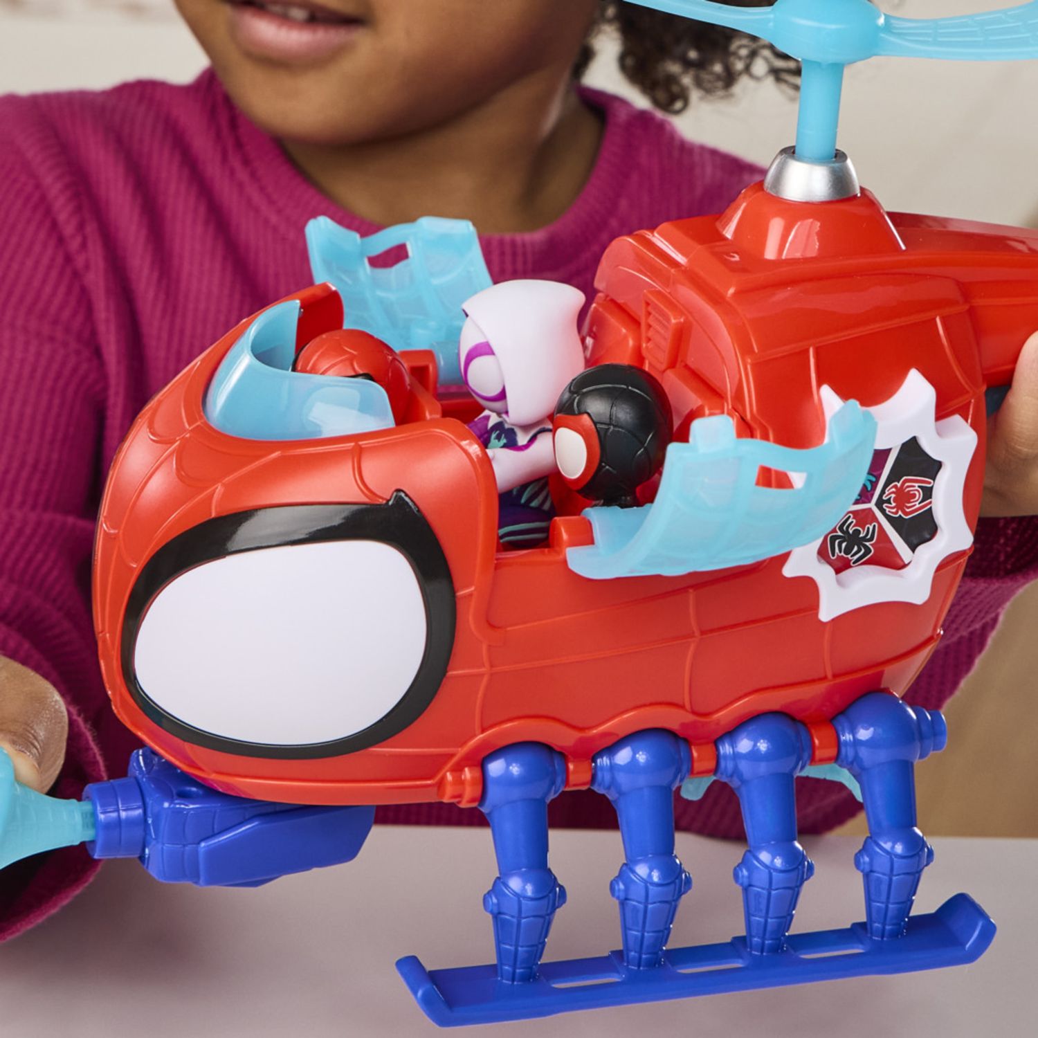 Spidey e i suoi fantastici amici, spidey team con elicottero – action figure da 7,6 cm e veicolo - SPIDEY