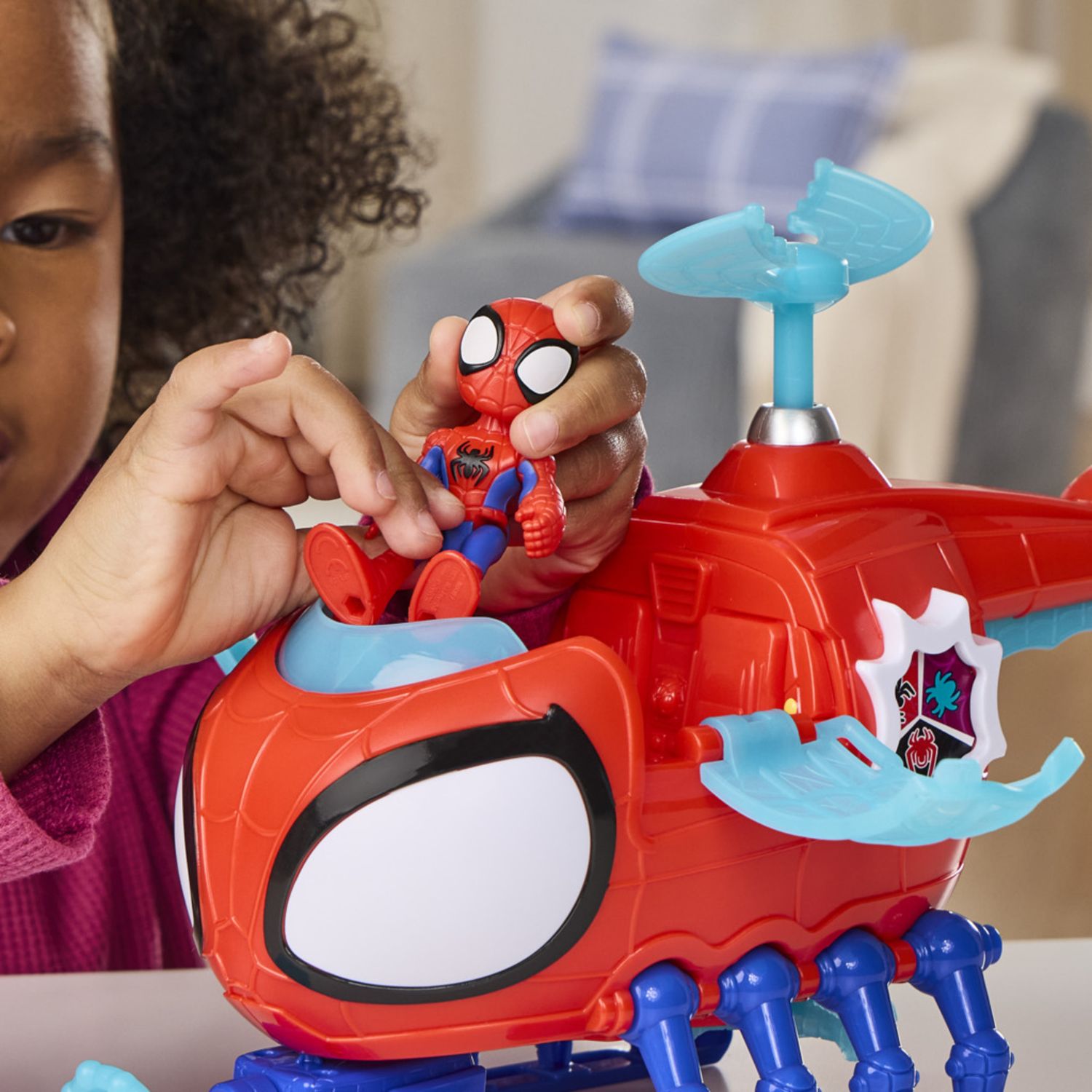 Spidey e i suoi fantastici amici, spidey team con elicottero – action figure da 7,6 cm e veicolo - SPIDEY