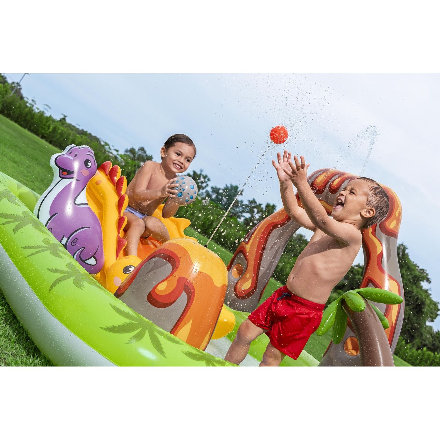 Piscina gonfiabile volcano springs 2,62 x 1,88 m scivolo vulcano con dinosauri - Bestway