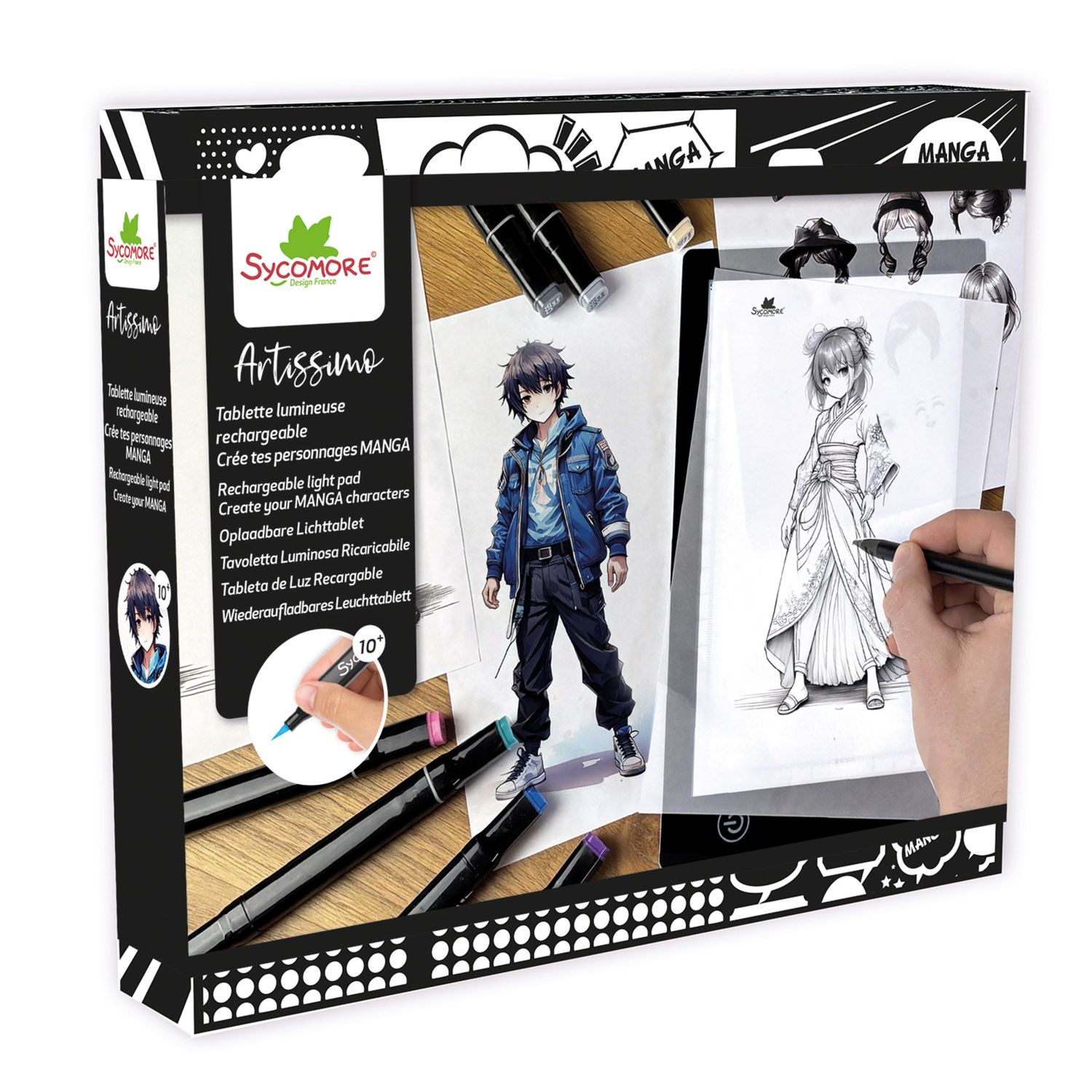 Sycomore - manga - scuola di personaggi - tavola led a5 e pennarelli - NO BRAND