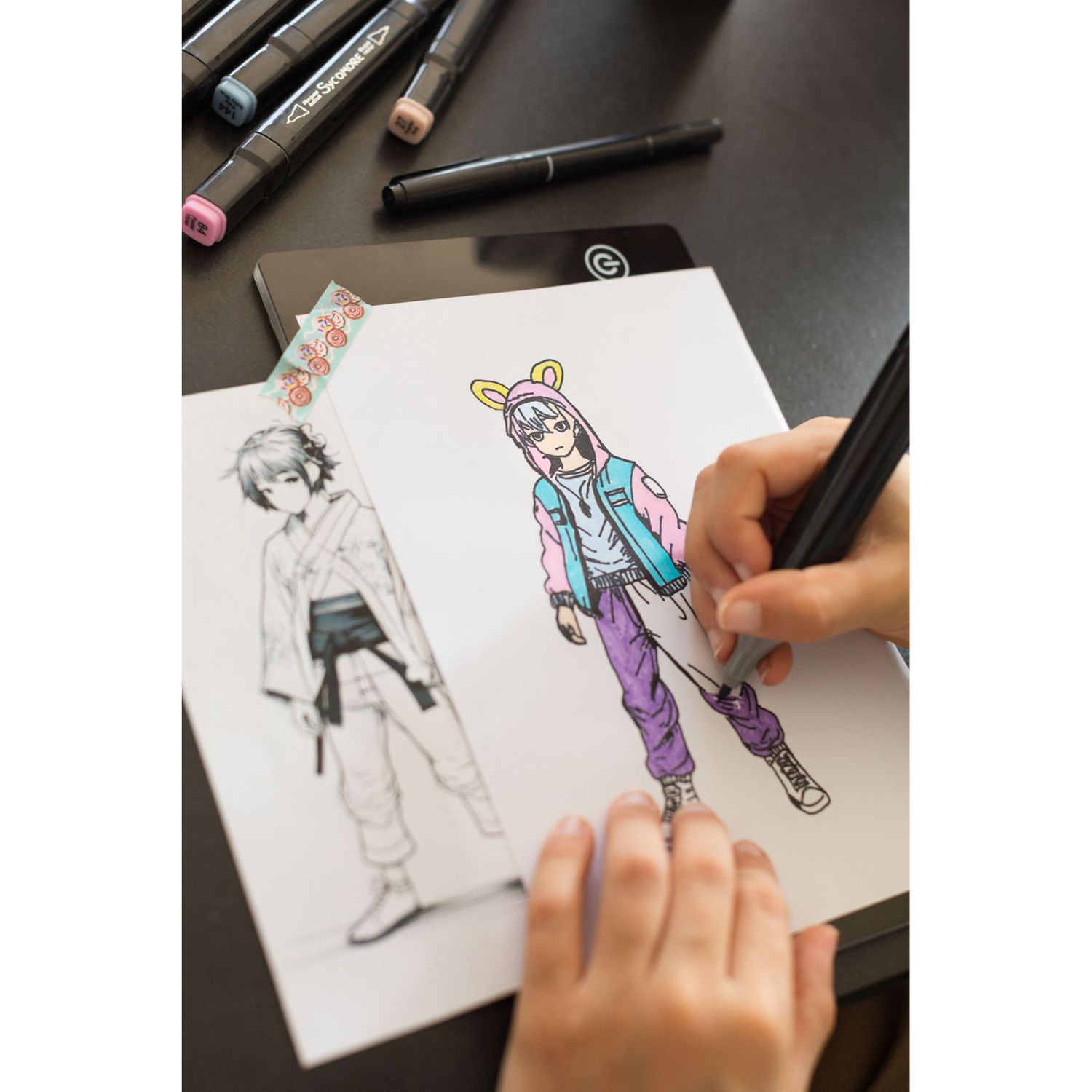 Sycomore - manga - scuola di personaggi - tavola led a5 e pennarelli - NO BRAND