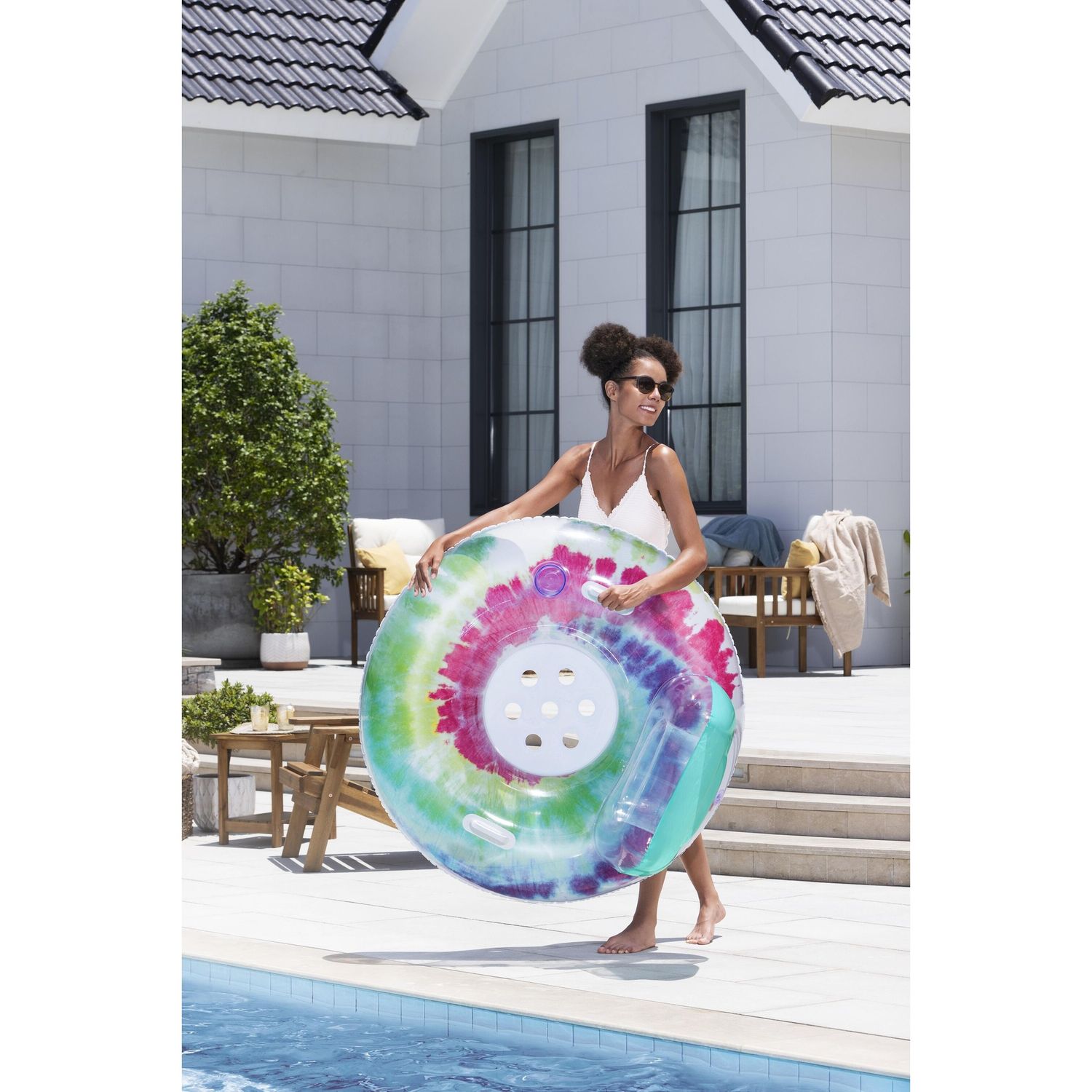 Salvagente deluxe tie dye da 46,5" x 46" / 1,18 m x 1,17 m - Bestway