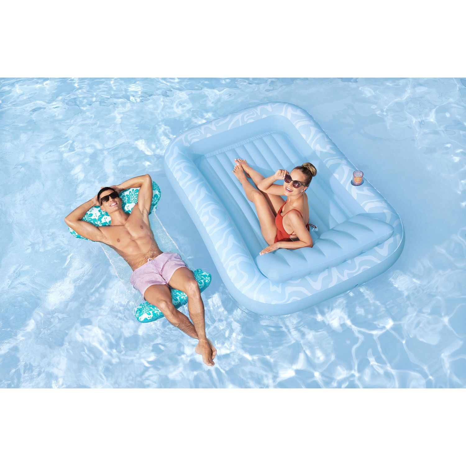 Amaca gonfiabile galleggiante catching rays 1,40 m x 87 cm 4‑in‑1 per adulto - Bestway