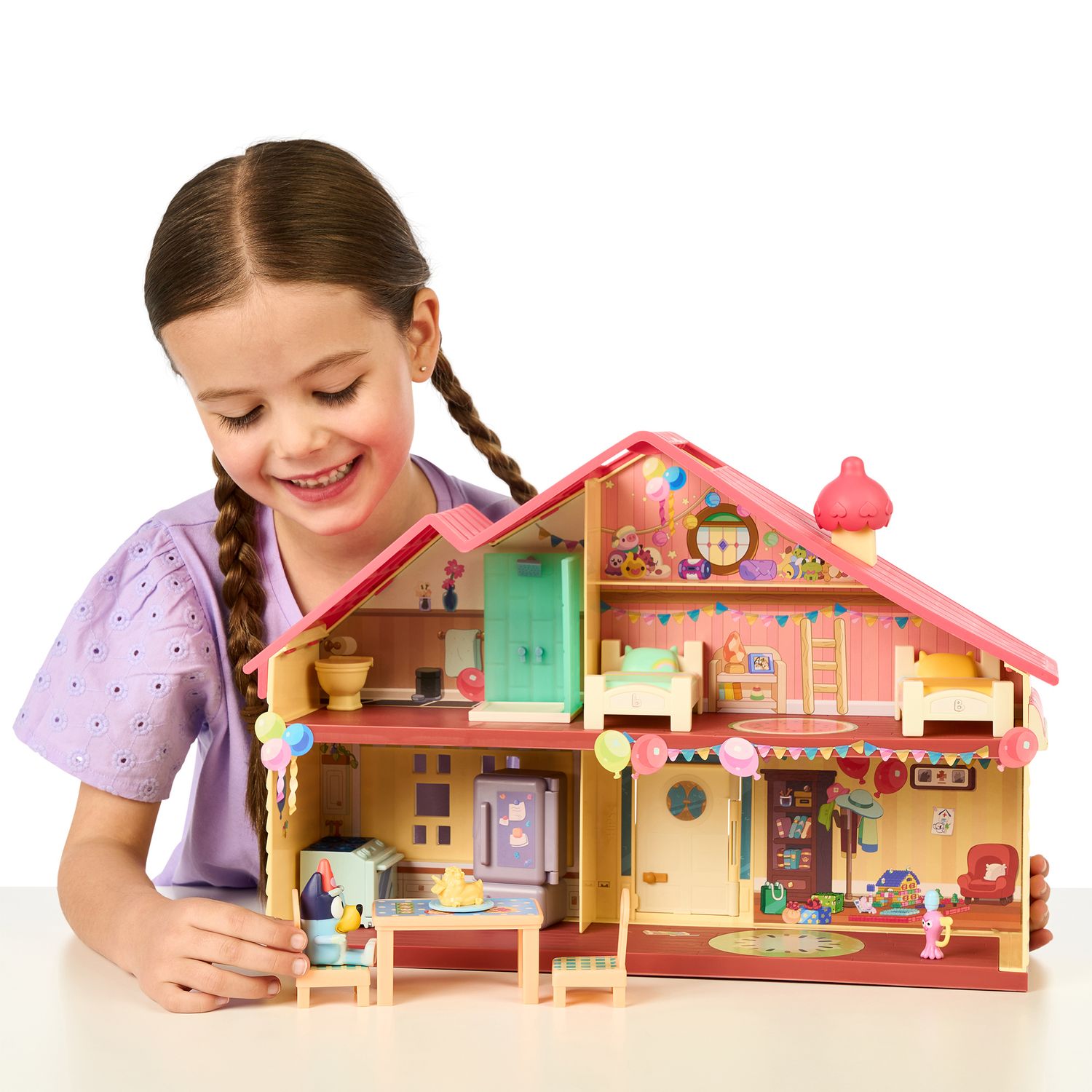 Bluey casa celebrazione playset con figura 6cm e sticker - BLUEY