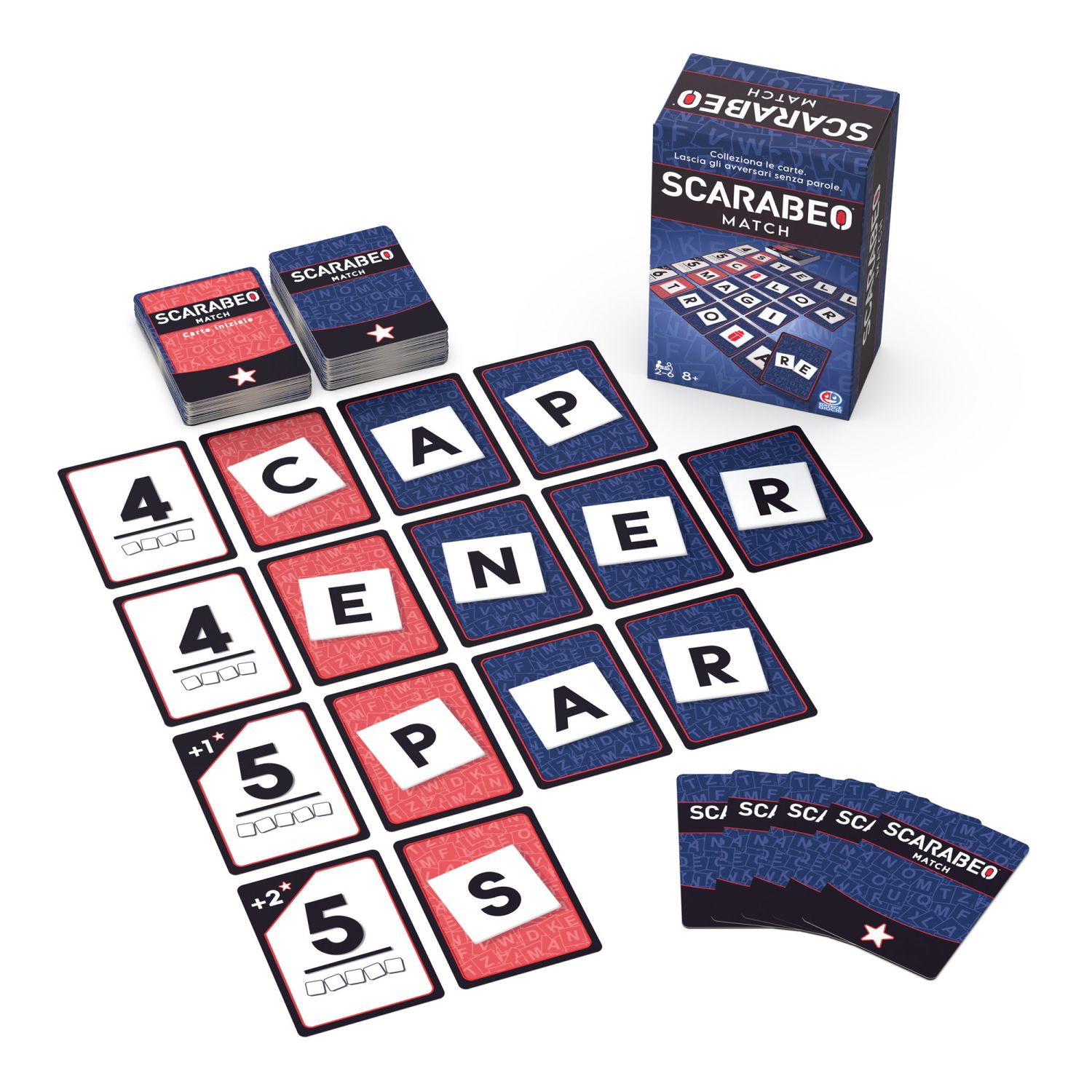 Scarabeo match gioco di carte, 2-6 giocatori, 8+ - SCARABEO