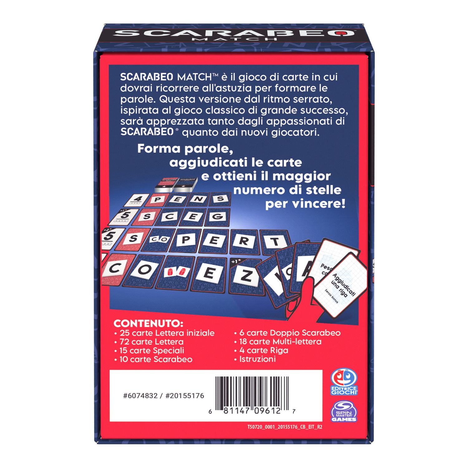 Scarabeo match gioco di carte, 2-6 giocatori, 8+ - SCARABEO