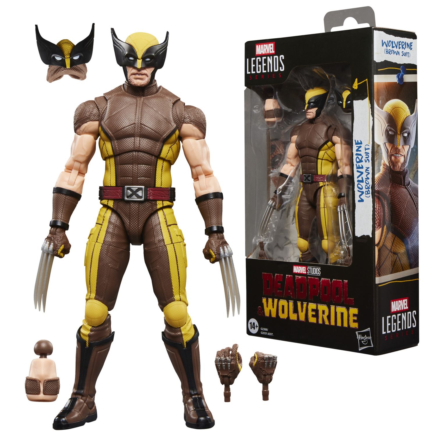 Hasbro, marvel legends series, wolverine (costume marrone) – idea regalo, action figure collezionabile da 15 cm - Avengers