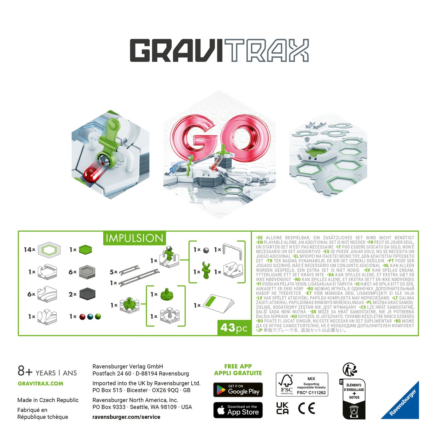 Ravensburger - gravitrax starter set: go impulsion, pista biglie bambino 8 - GRAVITRAX, RAVENSBURGER