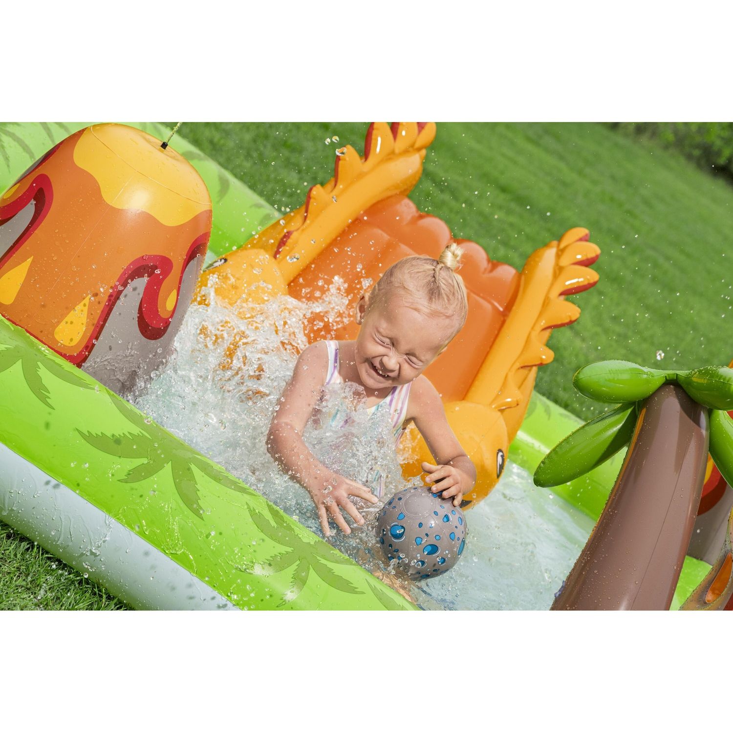 Piscina gonfiabile volcano springs 2,62 x 1,88 m scivolo vulcano con dinosauri - Bestway