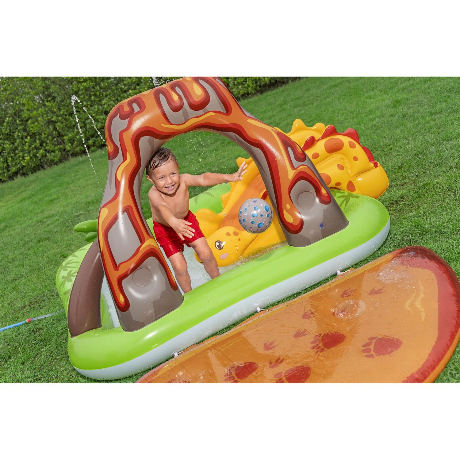 Piscina gonfiabile volcano springs 2,62 x 1,88 m scivolo vulcano con dinosauri - Bestway