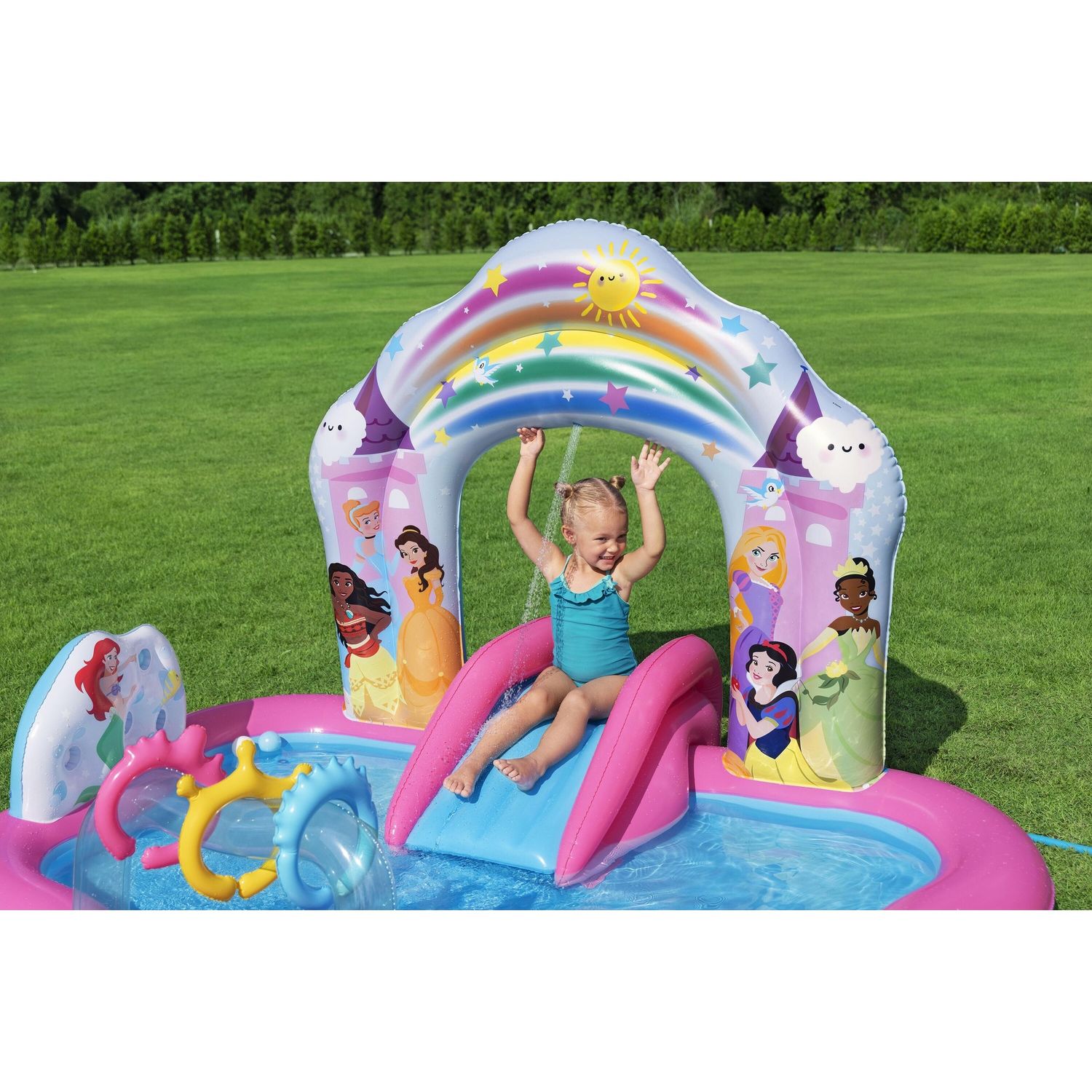 Centro giochi piscina gonfiabile principesse disney 2,21x1,93x1,40m con scivolo e palline – bestway palazzo incantato - Bestway, DISNEY PRINCESS