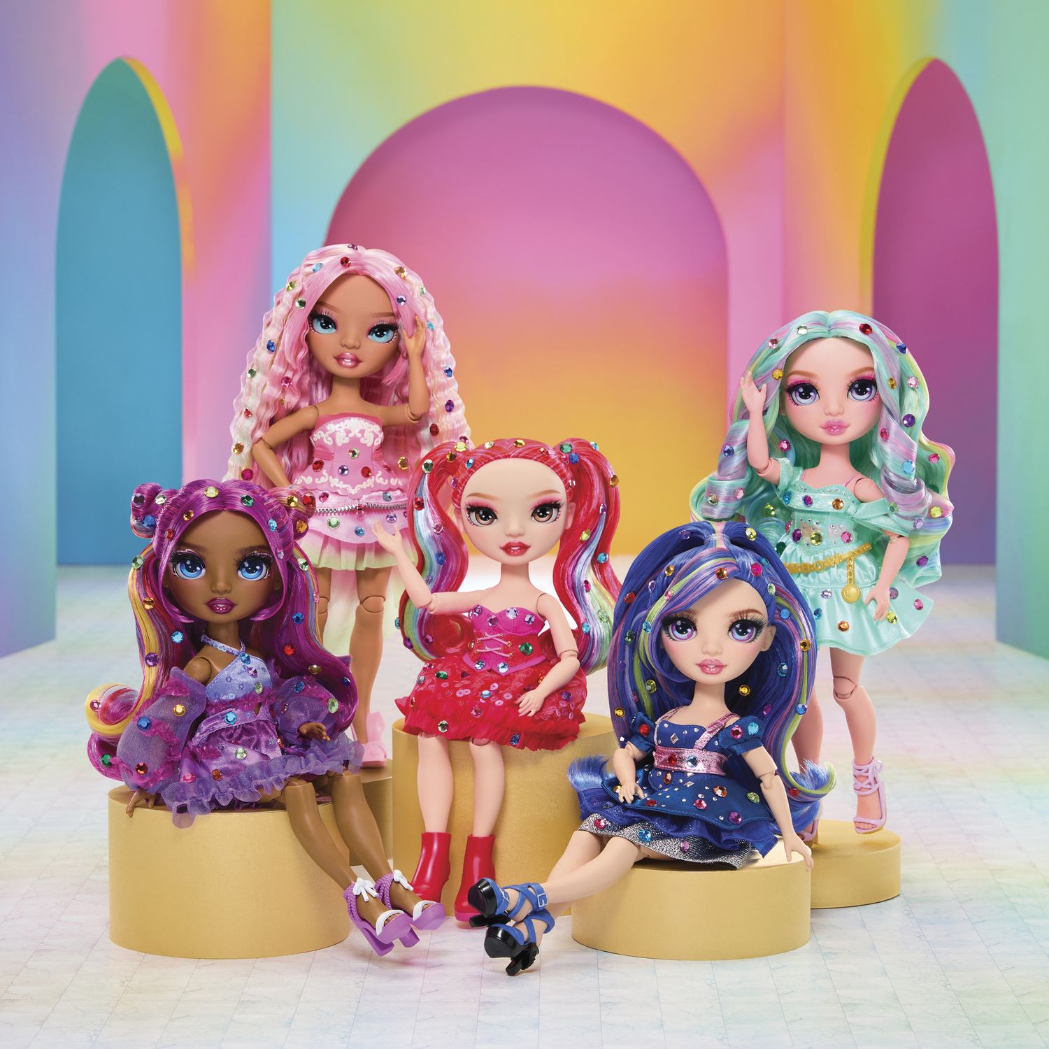 Rainbow high be dazzling - noemie violette - bambola fashion viola da 28 cm con decori, gemme scintillanti e accessori per lo styling - Rainbow High