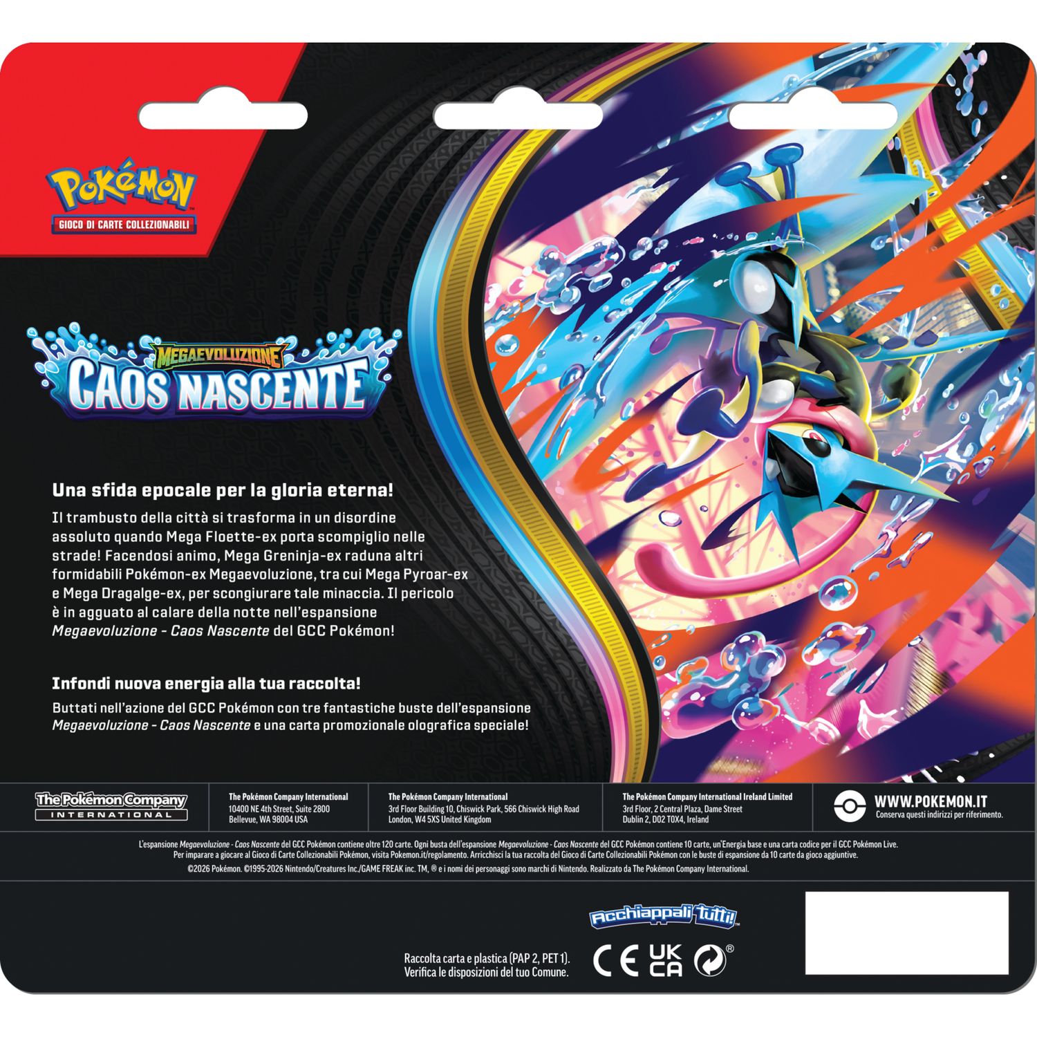 Pokémon megaevoluzione - caos nascente blister 3 buste - POKEMON