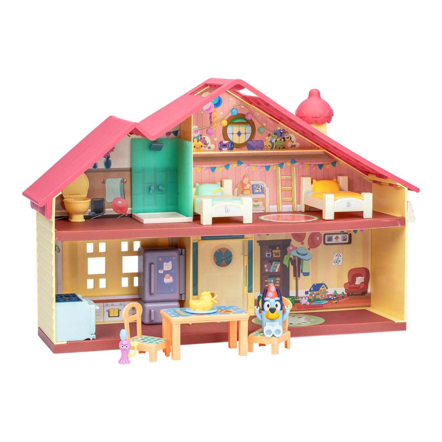 Bluey casa celebrazione playset con figura 6cm e sticker - BLUEY