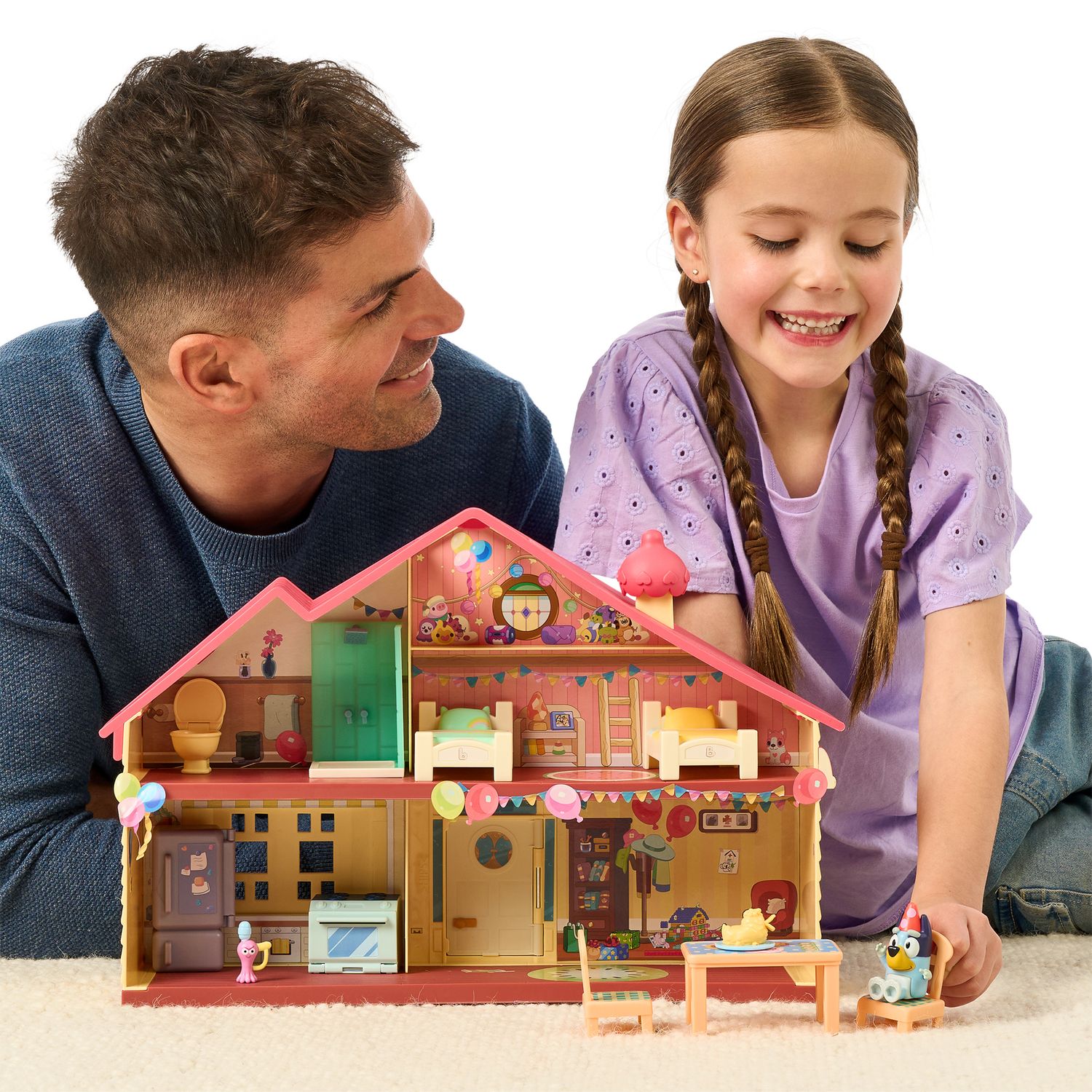 Bluey casa celebrazione playset con figura 6cm e sticker - BLUEY