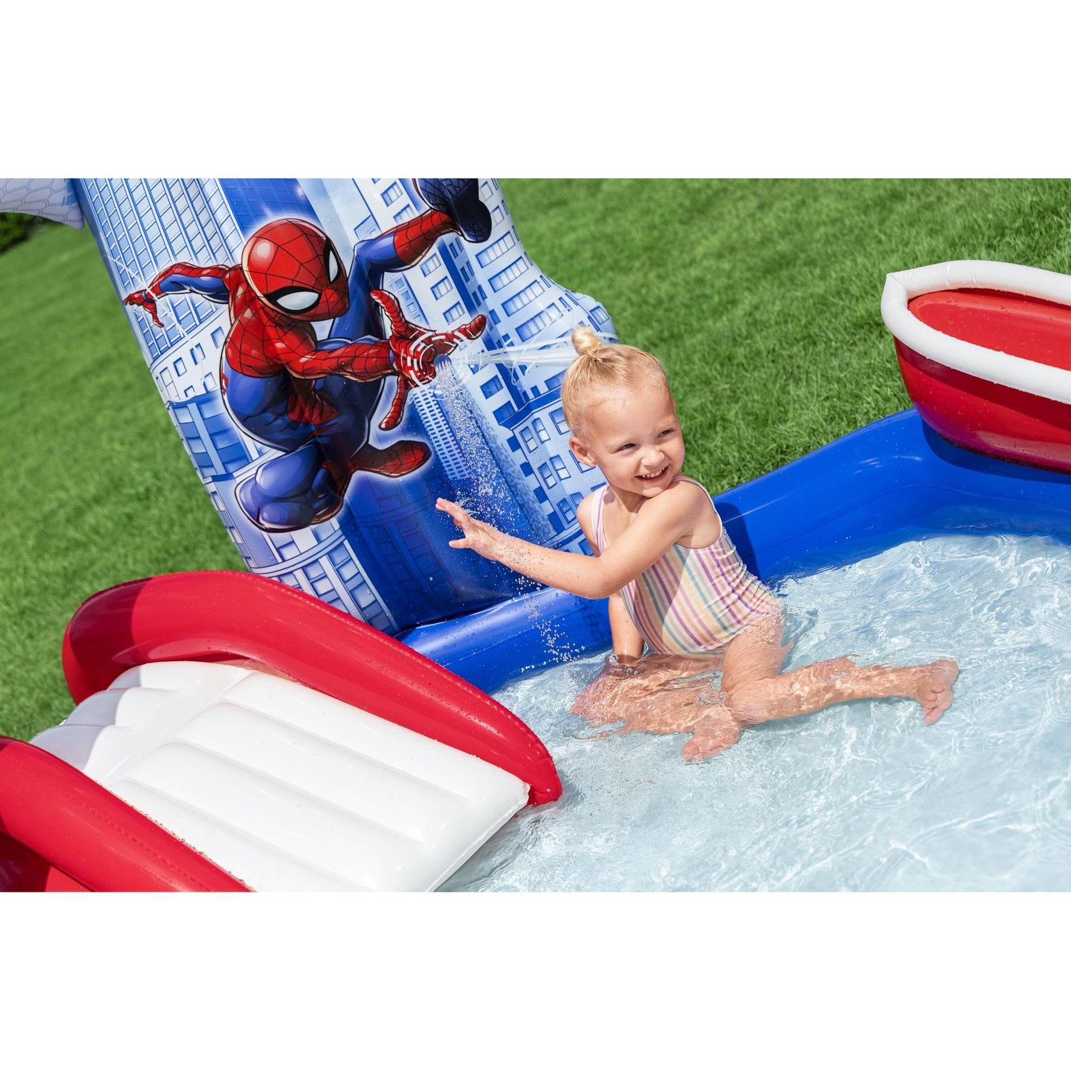 Centro giochi spider-man 2,11 x 2,06 m scivolo con palline e anelli - Bestway, Spiderman