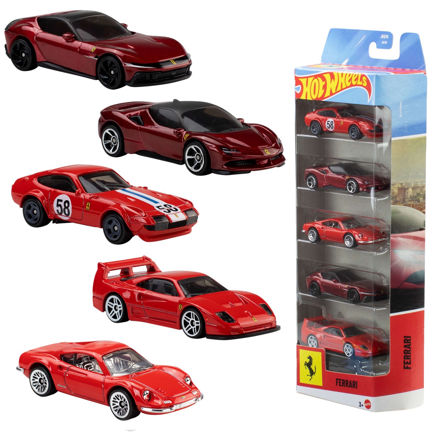 Hot wheels - set 5 veicoli ferrari - Hot Wheels