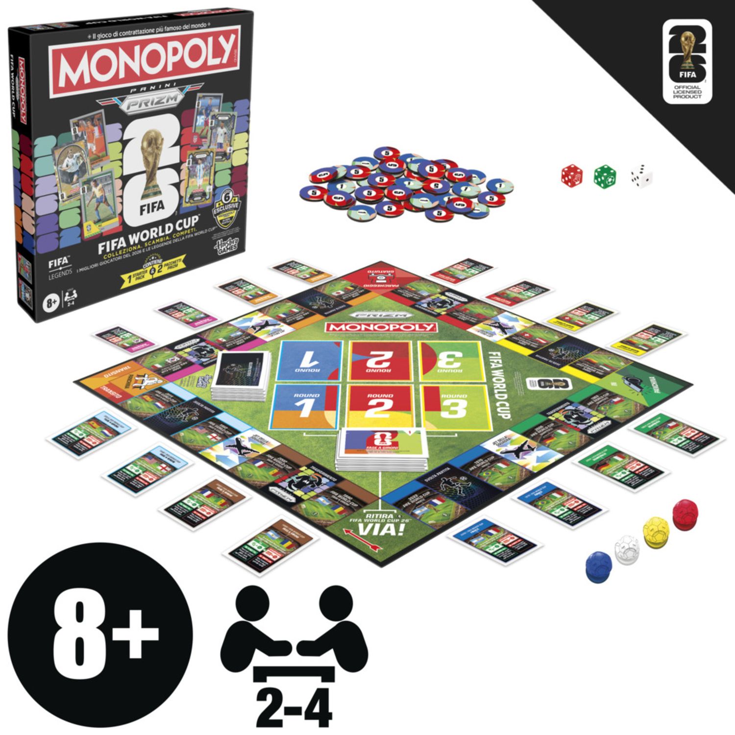Monopoly panini prizm: fifa world cup – gioco da tavolo per famiglie e amici, divertente e coinvolgente - MONOPOLY