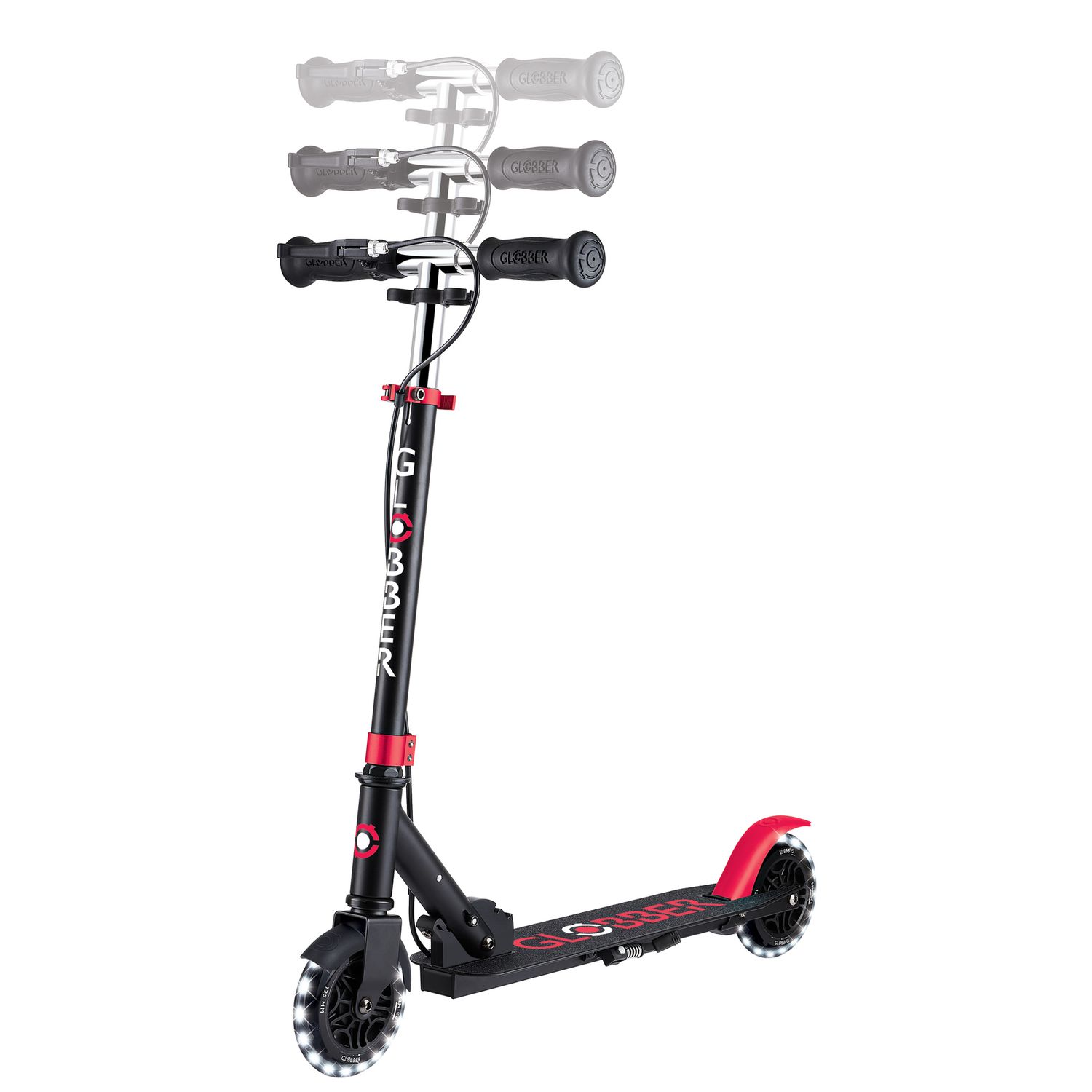 Globber - flow element foldable junior lights - black-red - GLOBBER