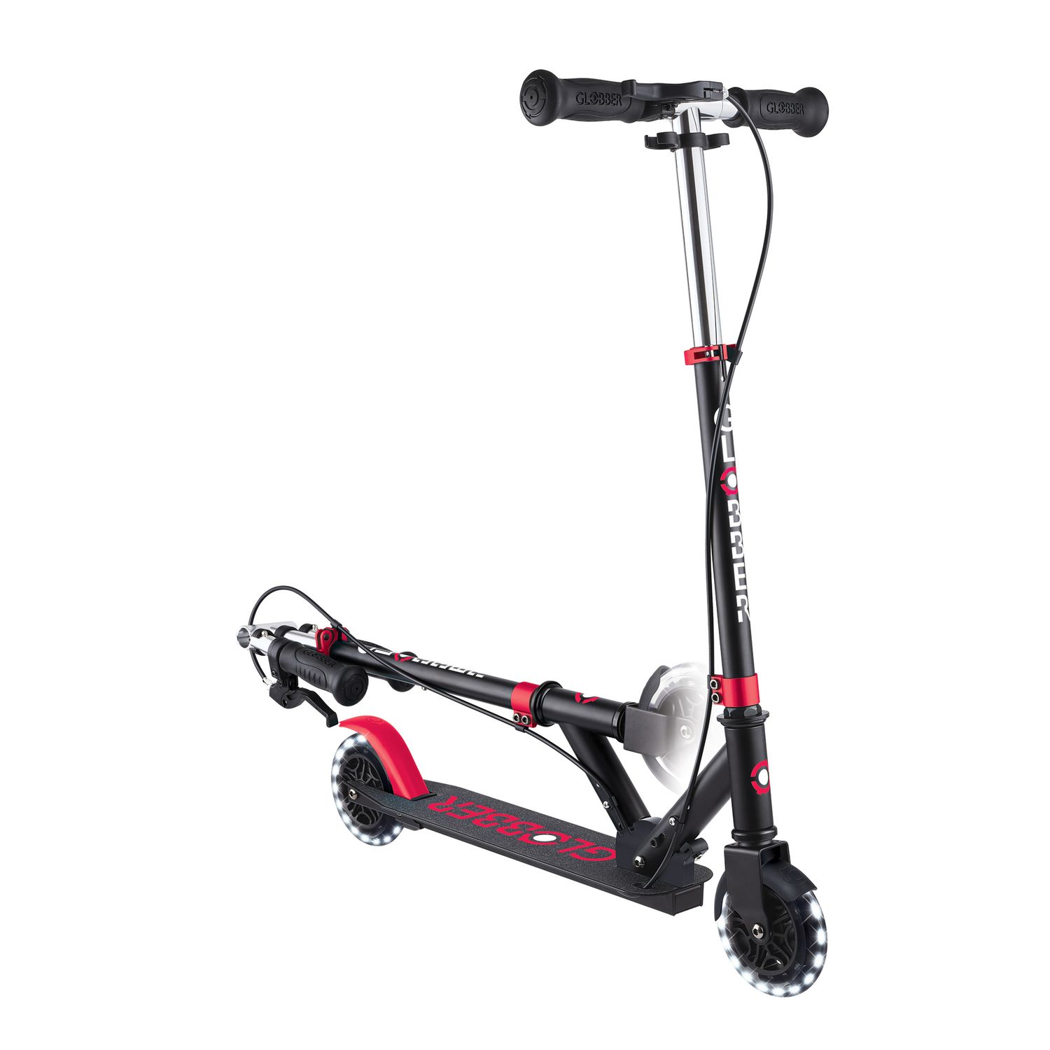 Globber - flow element foldable junior lights - black-red - GLOBBER