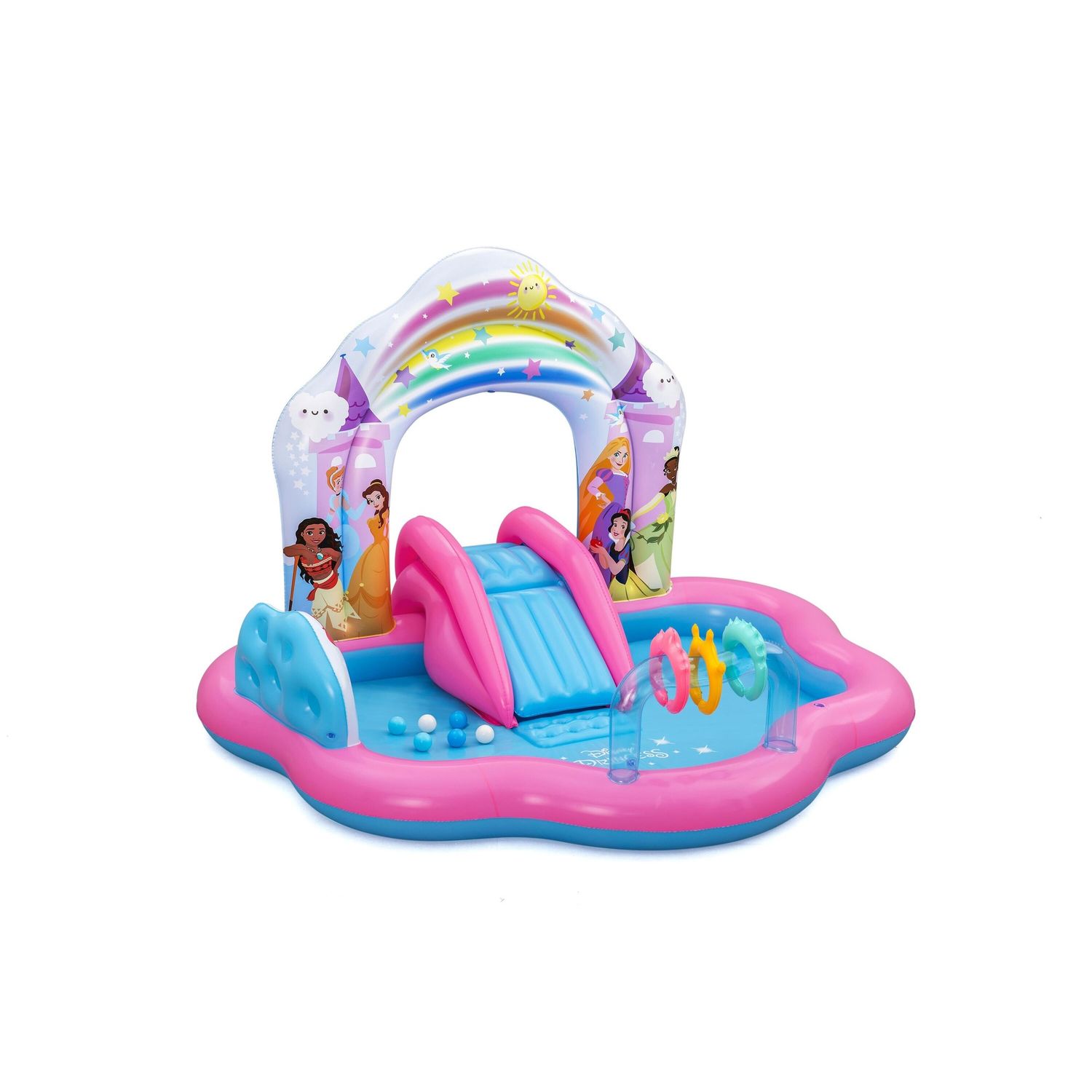 Centro giochi piscina gonfiabile principesse disney 2,21x1,93x1,40m con scivolo e palline – bestway palazzo incantato - Bestway, DISNEY PRINCESS