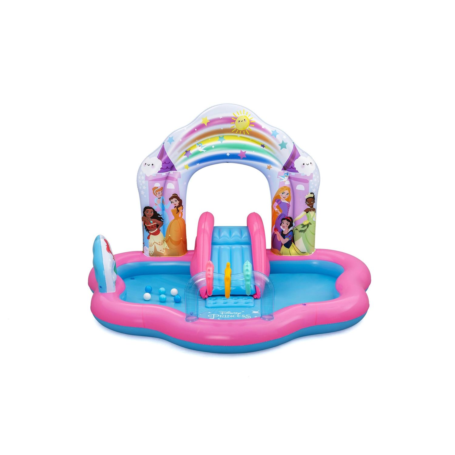 Centro giochi piscina gonfiabile principesse disney 2,21x1,93x1,40m con scivolo e palline – bestway palazzo incantato - Bestway, DISNEY PRINCESS