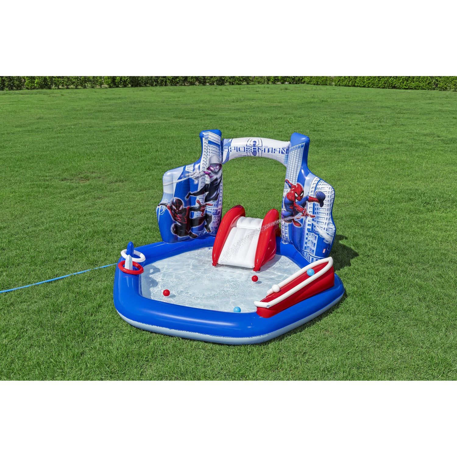 Centro giochi spider-man 2,11 x 2,06 m scivolo con palline e anelli - Bestway, Spiderman