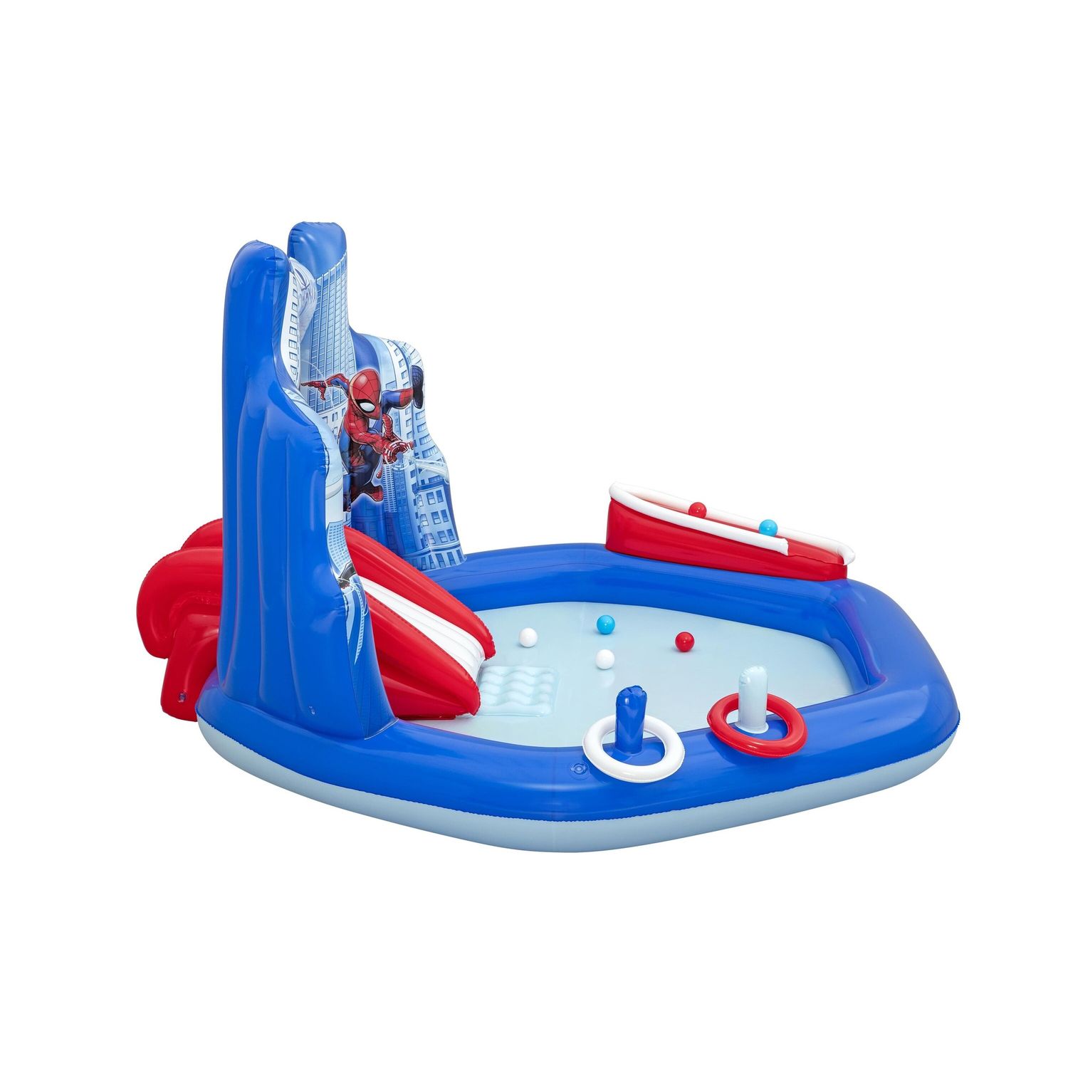Centro giochi spider-man 2,11 x 2,06 m scivolo con palline e anelli - Bestway, Spiderman