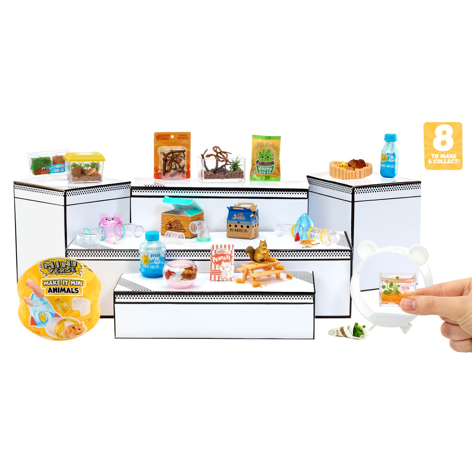 Mga's miniverse make it mini animals serie 2 - include 1 animale con accessori, mini oggetti da collezione, 8 da collezionare - MINIVERSE MGA