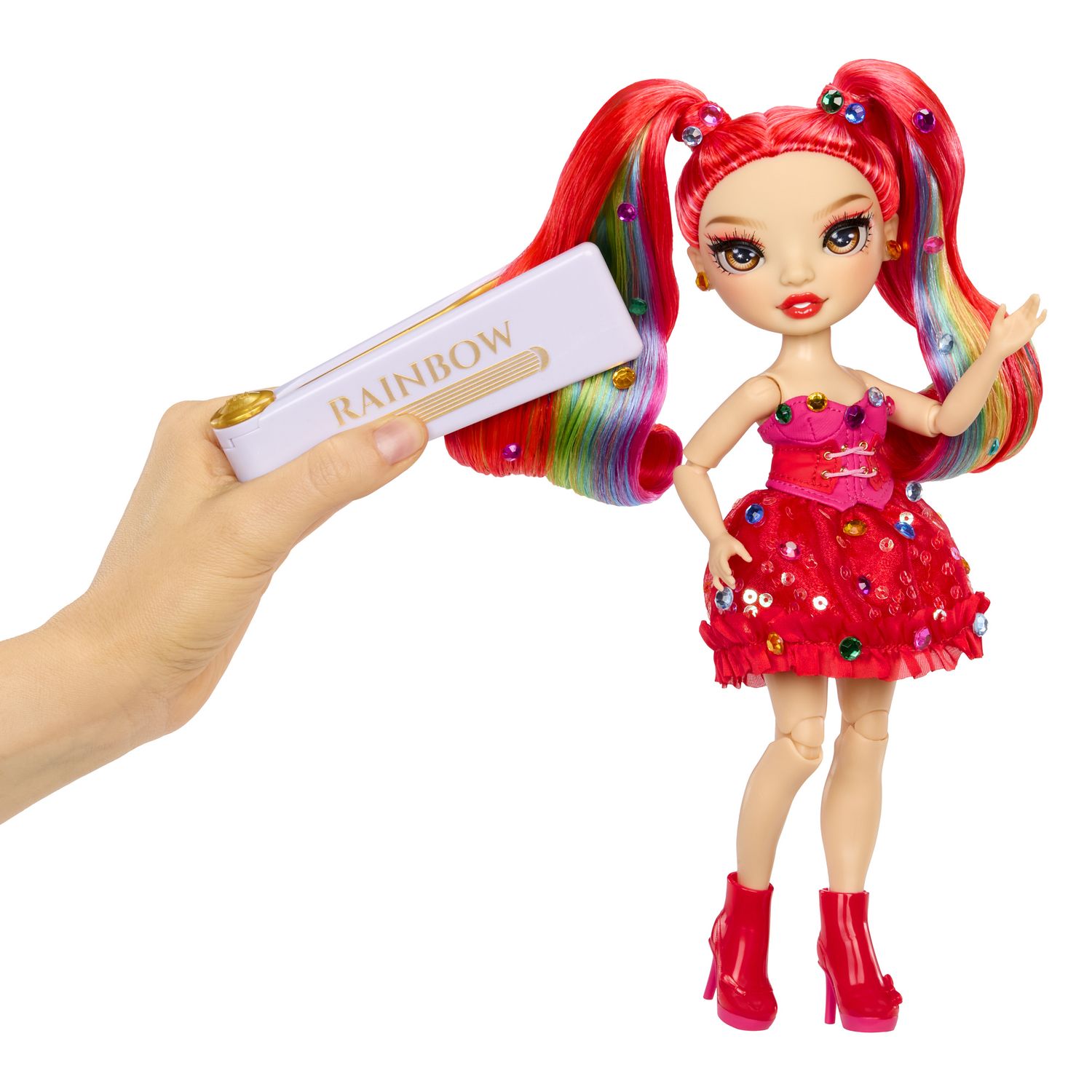 Rainbow high be dazzling - vivienne rouge - fashion doll rossa da 28 cm con decori, gemme scintillanti e accessori per lo styling - Rainbow High