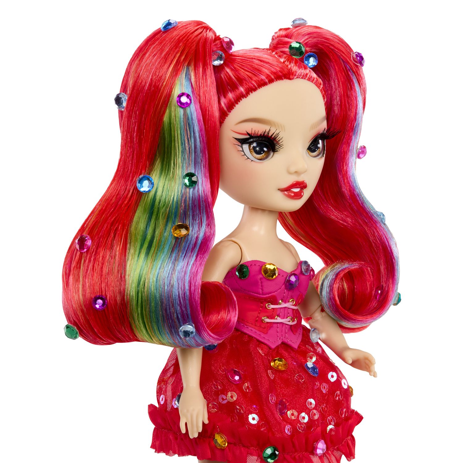 Rainbow high be dazzling - vivienne rouge - fashion doll rossa da 28 cm con decori, gemme scintillanti e accessori per lo styling - Rainbow High