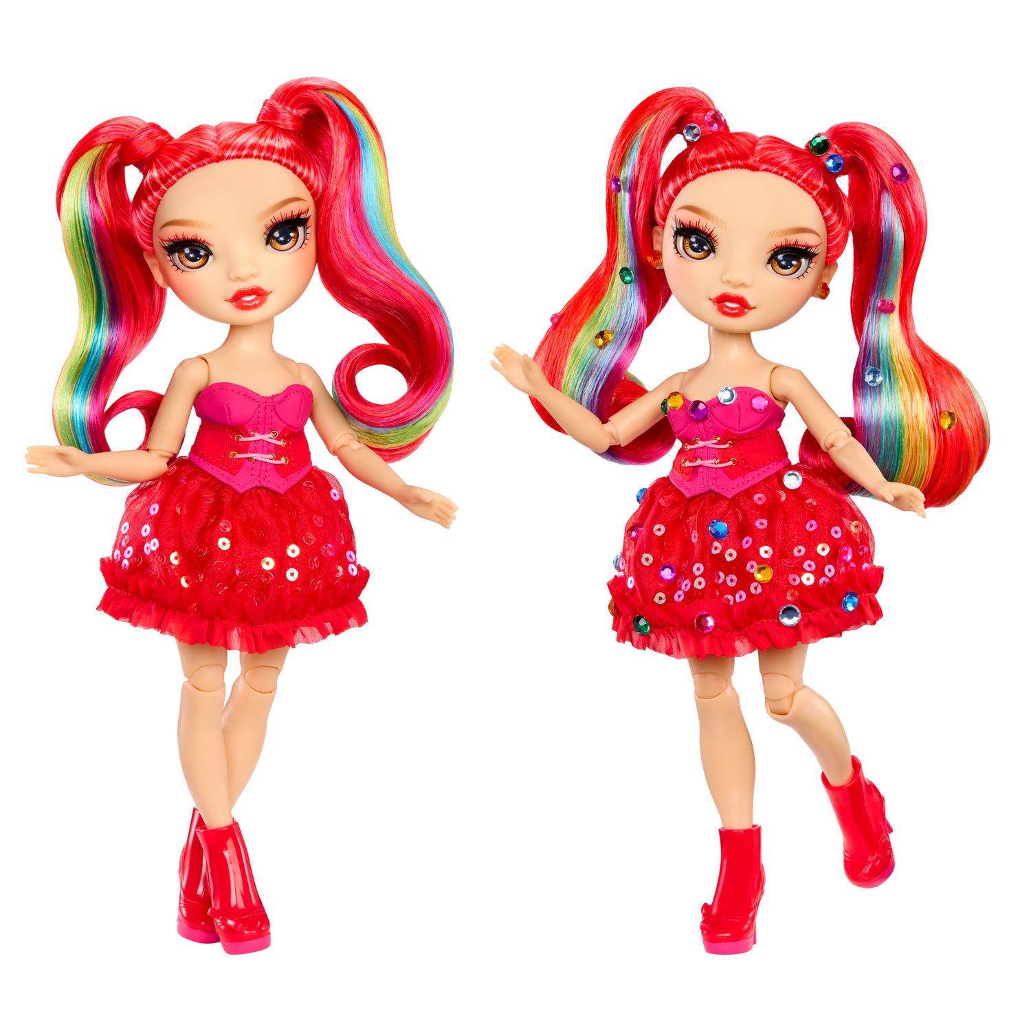 Rainbow high be dazzling - vivienne rouge - fashion doll rossa da 28 cm con decori, gemme scintillanti e accessori per lo styling - Rainbow High