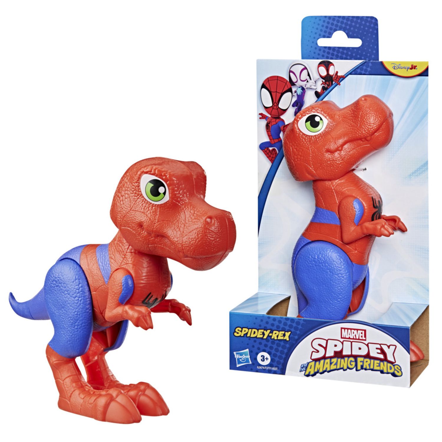 Hasbro marvel spidey e i suoi fantastici amici, spidey-rex – action figure di grandi dimensioni, 22,8 cm - SPIDEY