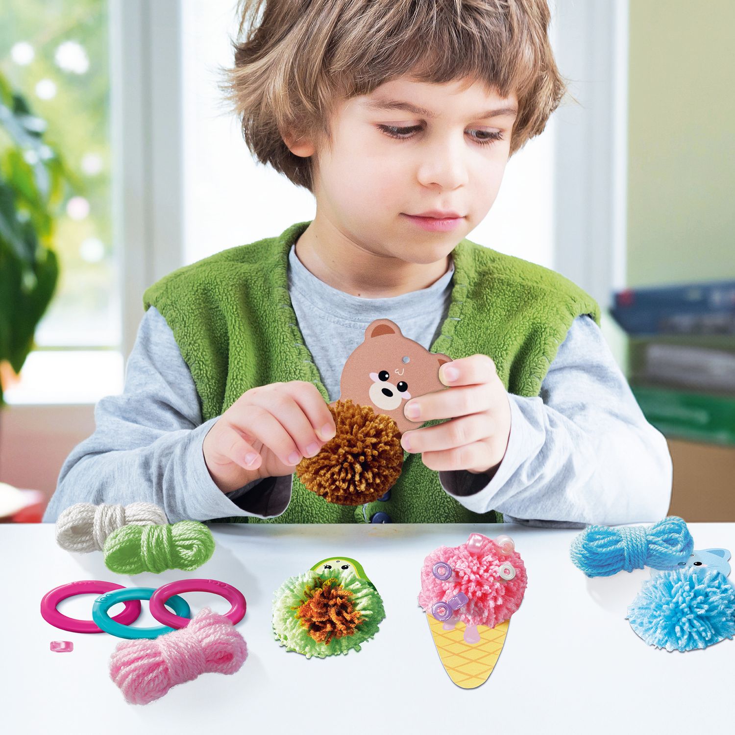 Ravensburger - be creative - be creative midi: ponpon kawaii portachiavi, giochi creativi bambini 4 anni o piú - RAVENSBURGER