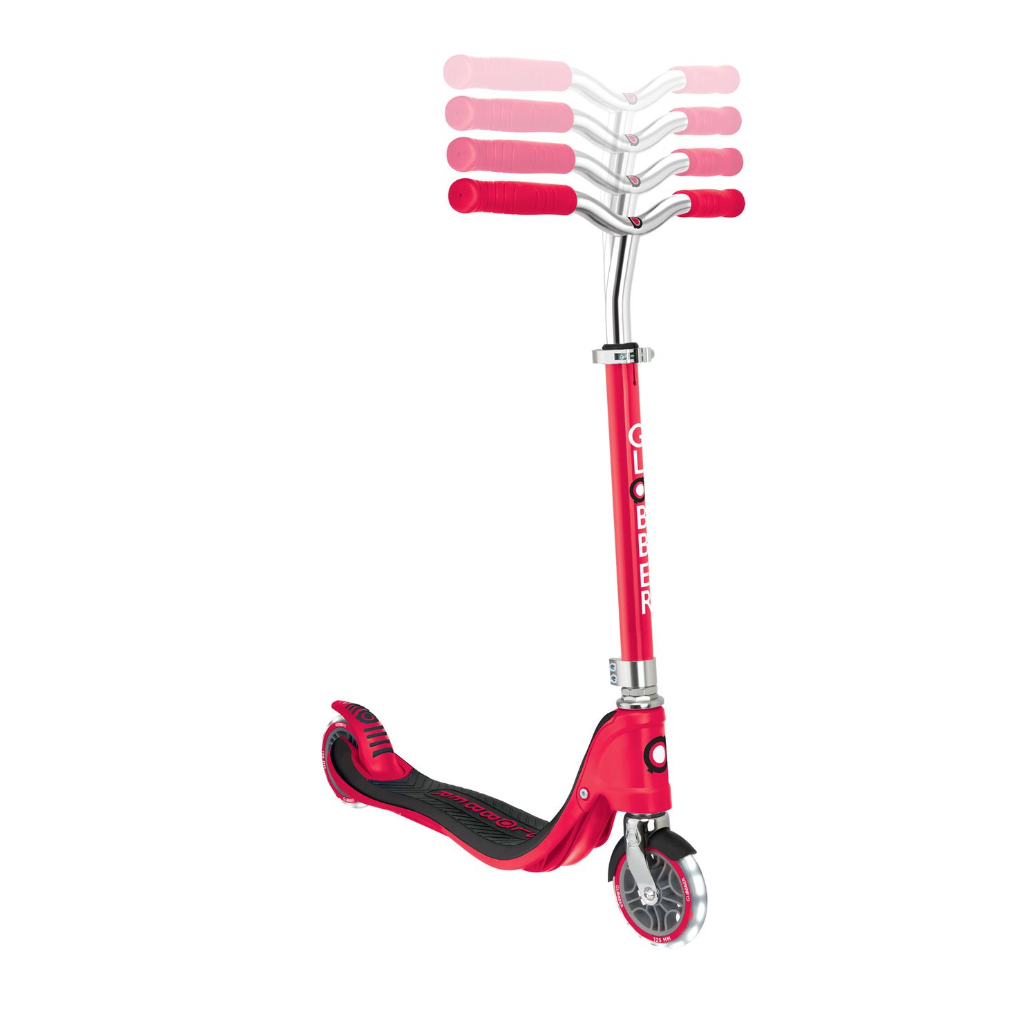 Monopattino flow 125 light red — ruote led, manubrio regolabile, 5+ anni - GLOBBER