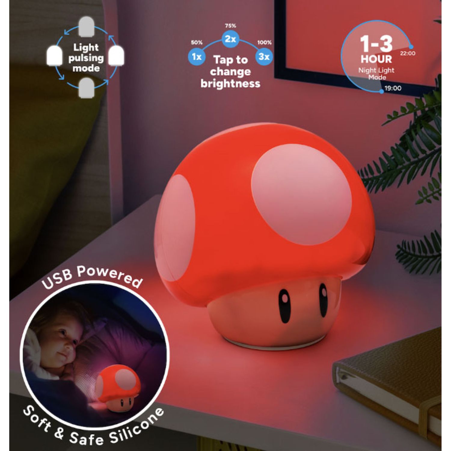 Paladone lampada squishyglo super mario super mushroom - Super Mario
