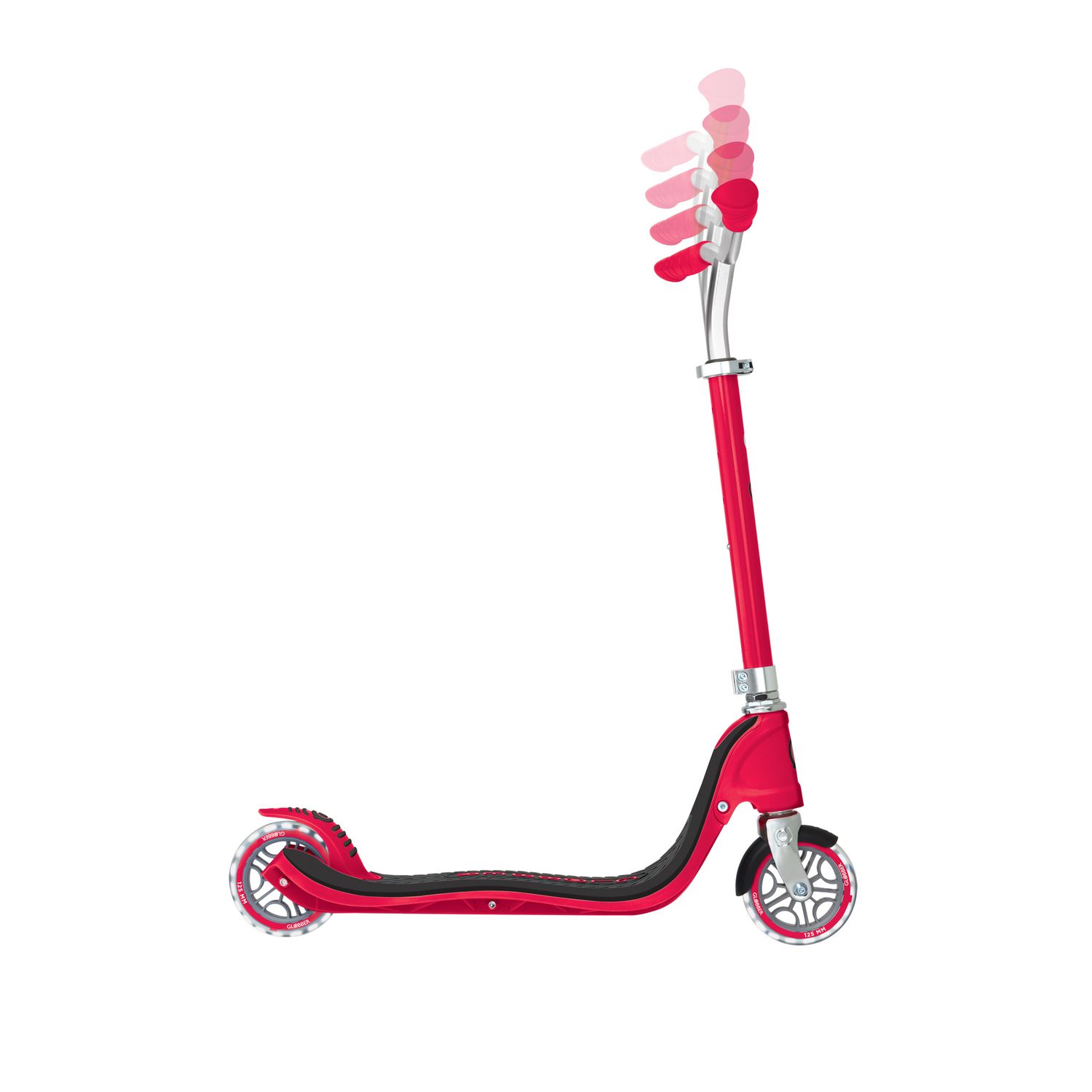 Monopattino flow 125 light red — ruote led, manubrio regolabile, 5+ anni - GLOBBER